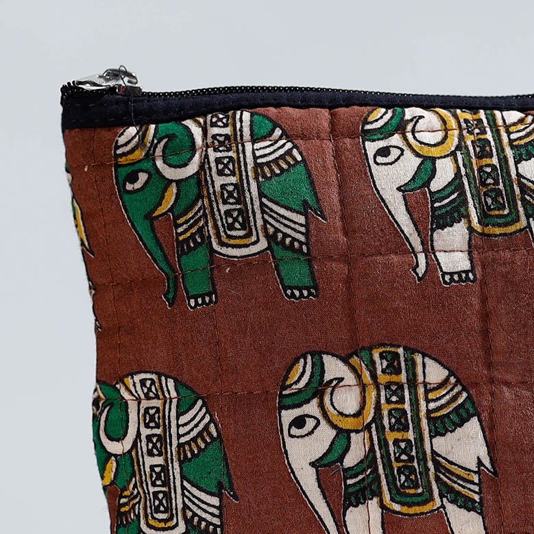 Handmade Quilted Kalamkari Printed Utility Pouch 03