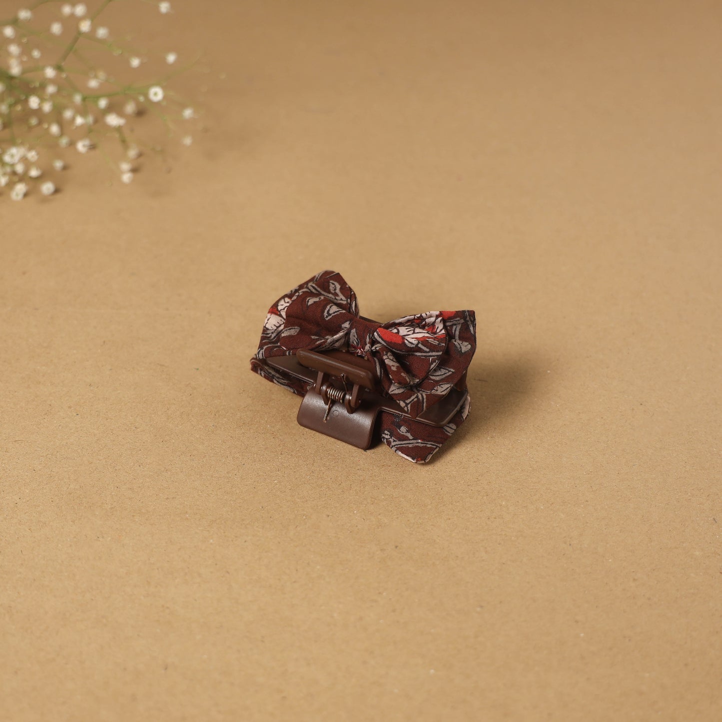 Brown - handmade women’s bow hair claw clip 25 - handcrafted