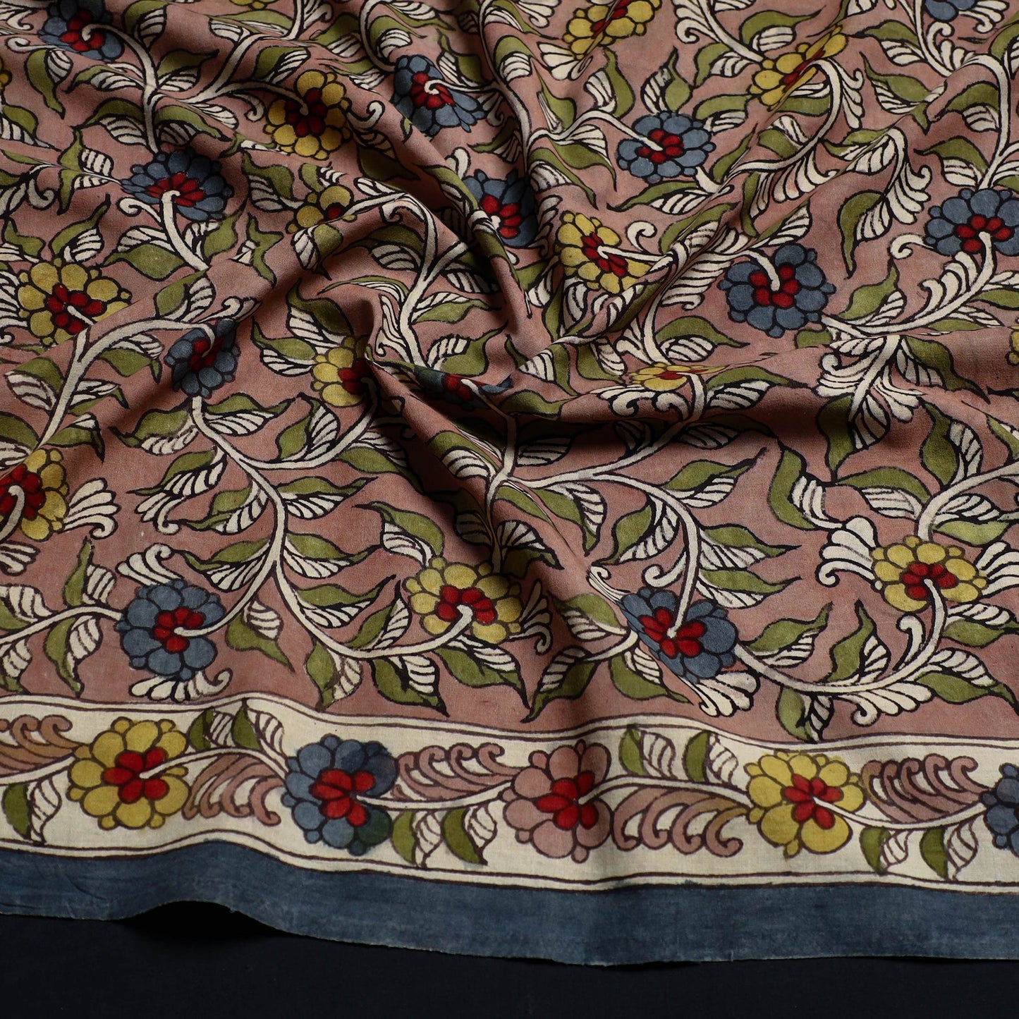 Buy Brown Handpainted Cotton Kalamkari Blouse Piece