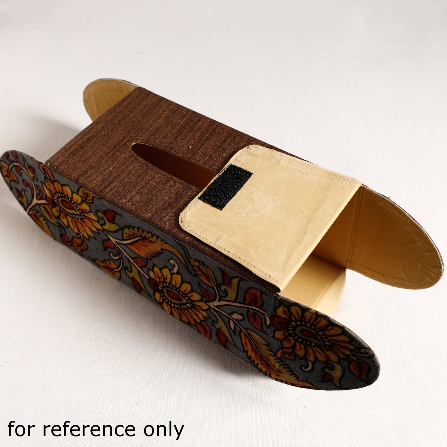 Brown Handpainted Kalamkari Natural Dyed Cotton Tissue Box
