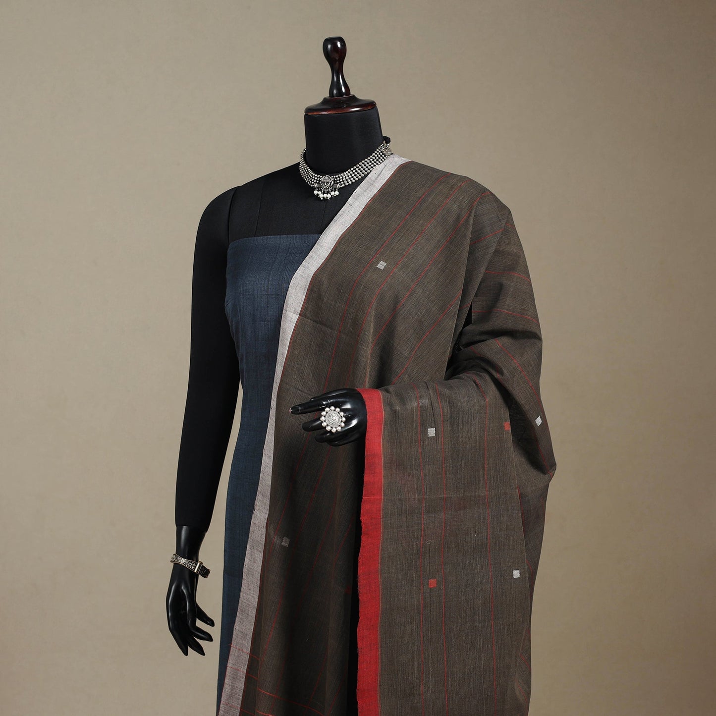 Peach - handspun handloom buti natural dyed cotton