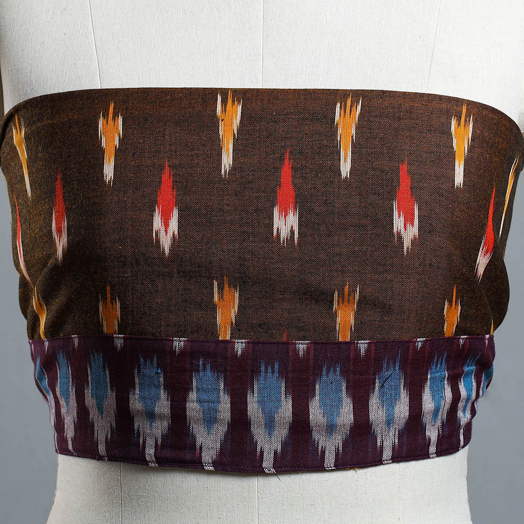 Brown - ikat cotton blouse piece 11 - handcrafted