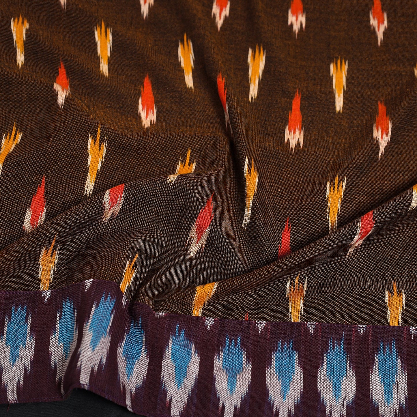 Brown - ikat cotton blouse piece 11 - handcrafted