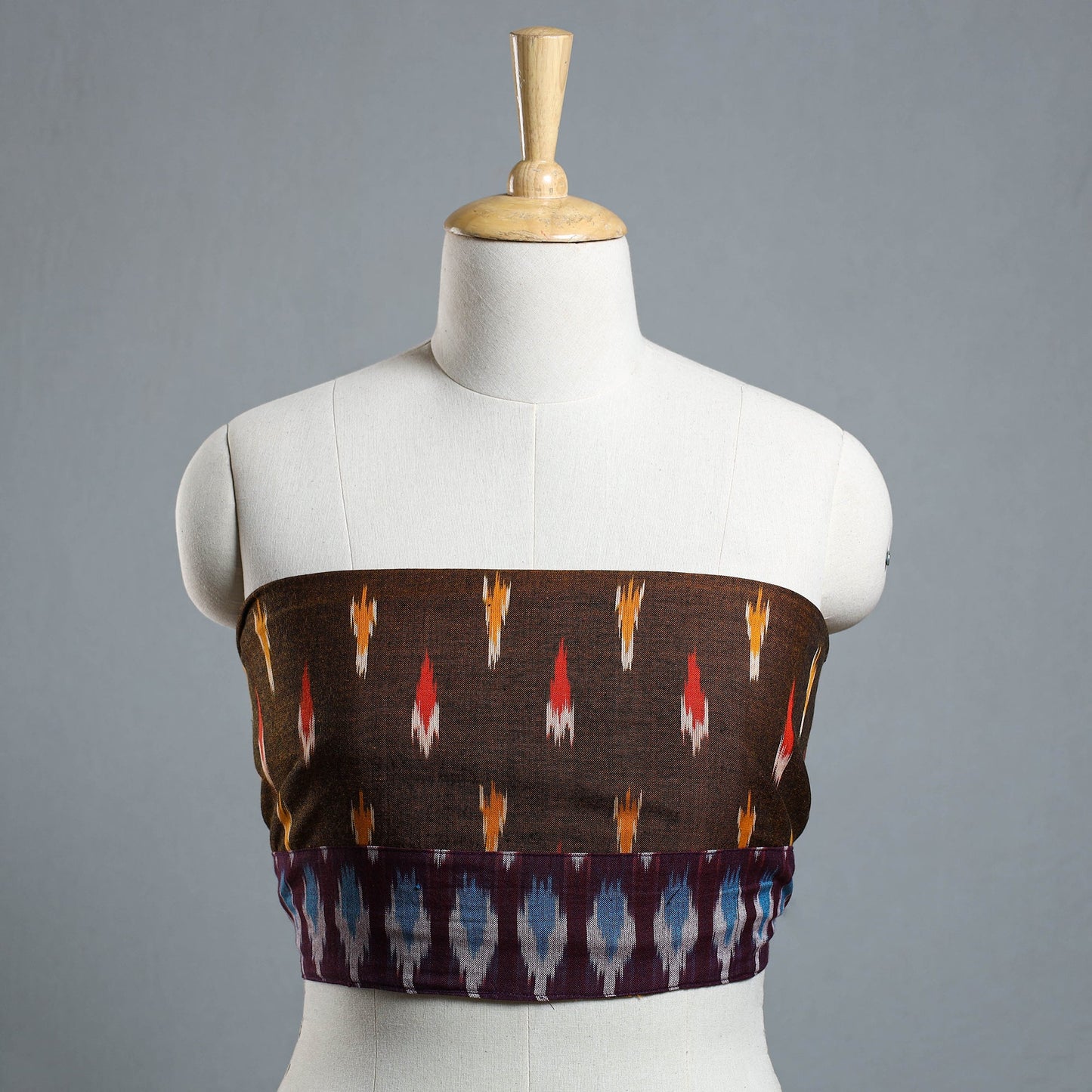 Brown - ikat cotton blouse piece 11 - handcrafted