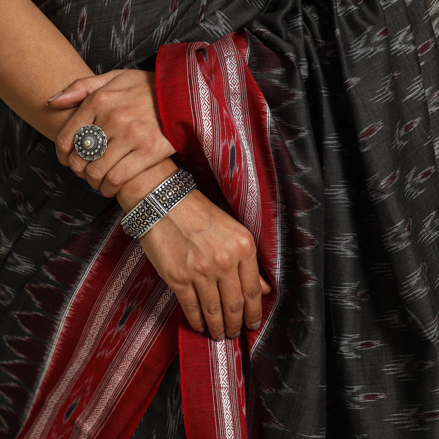 Brown Ikat Handloom Cotton Sambalpuri Saree