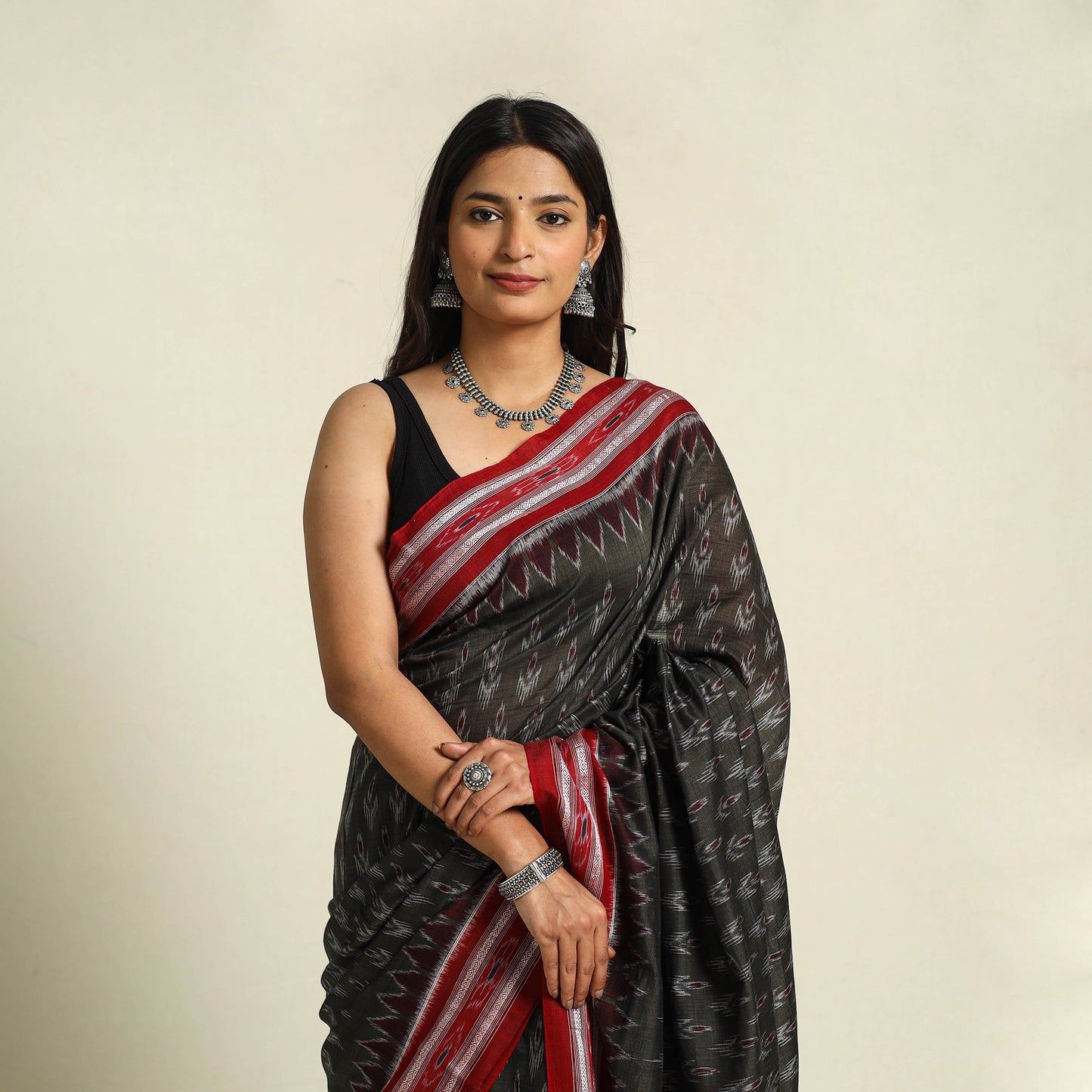 Brown Ikat Handloom Cotton Sambalpuri Saree