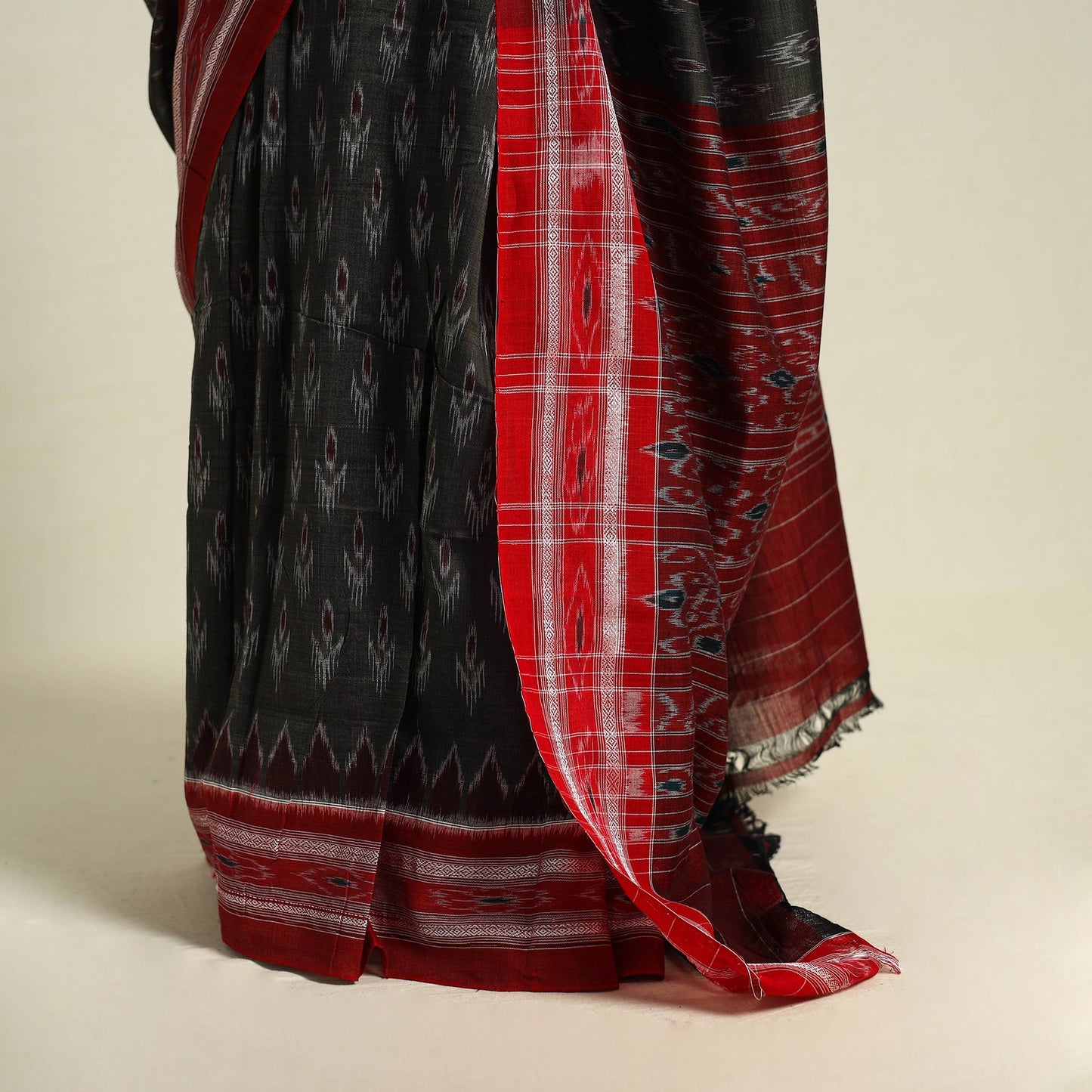 Brown Ikat Handloom Cotton Sambalpuri Saree