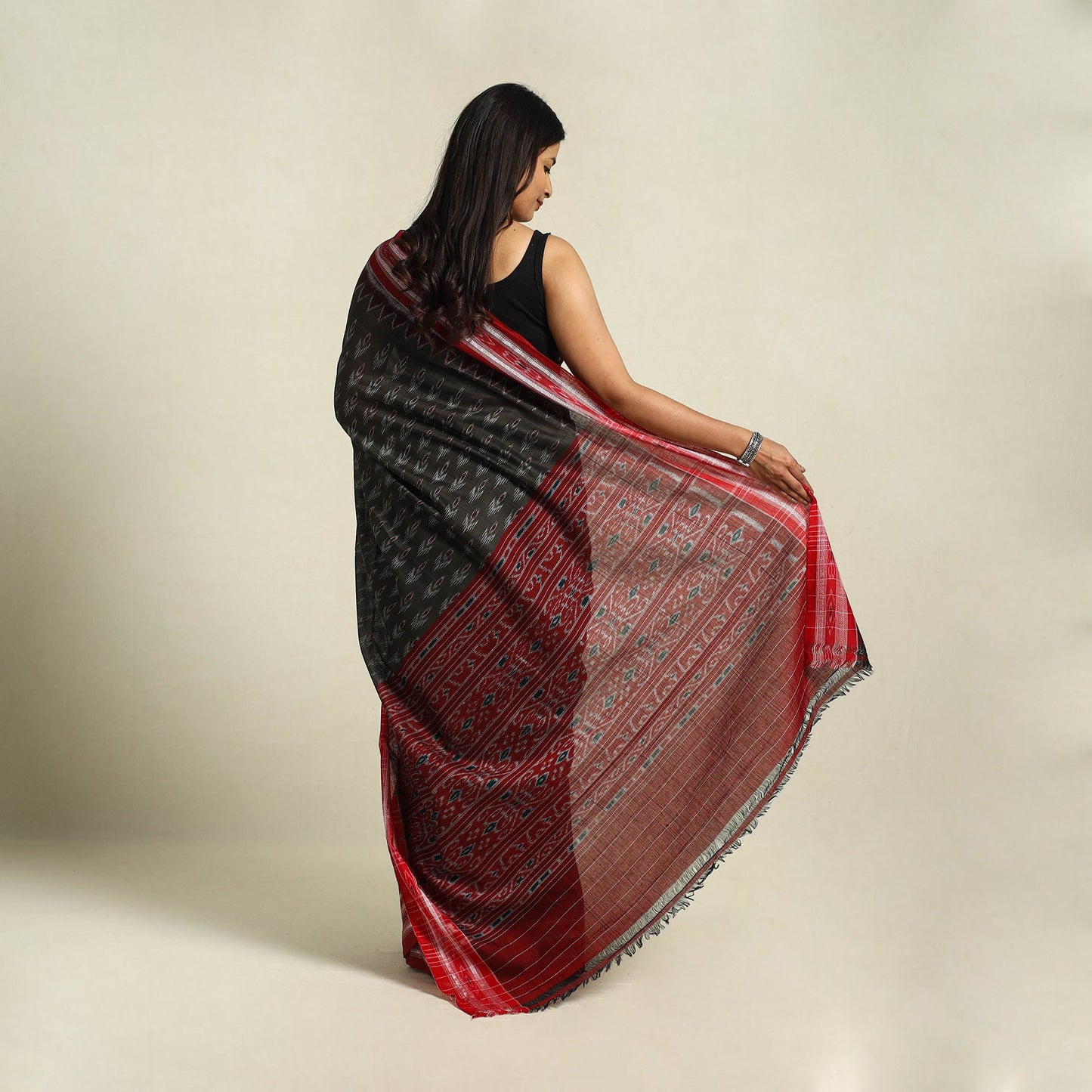 Brown Ikat Handloom Cotton Sambalpuri Saree