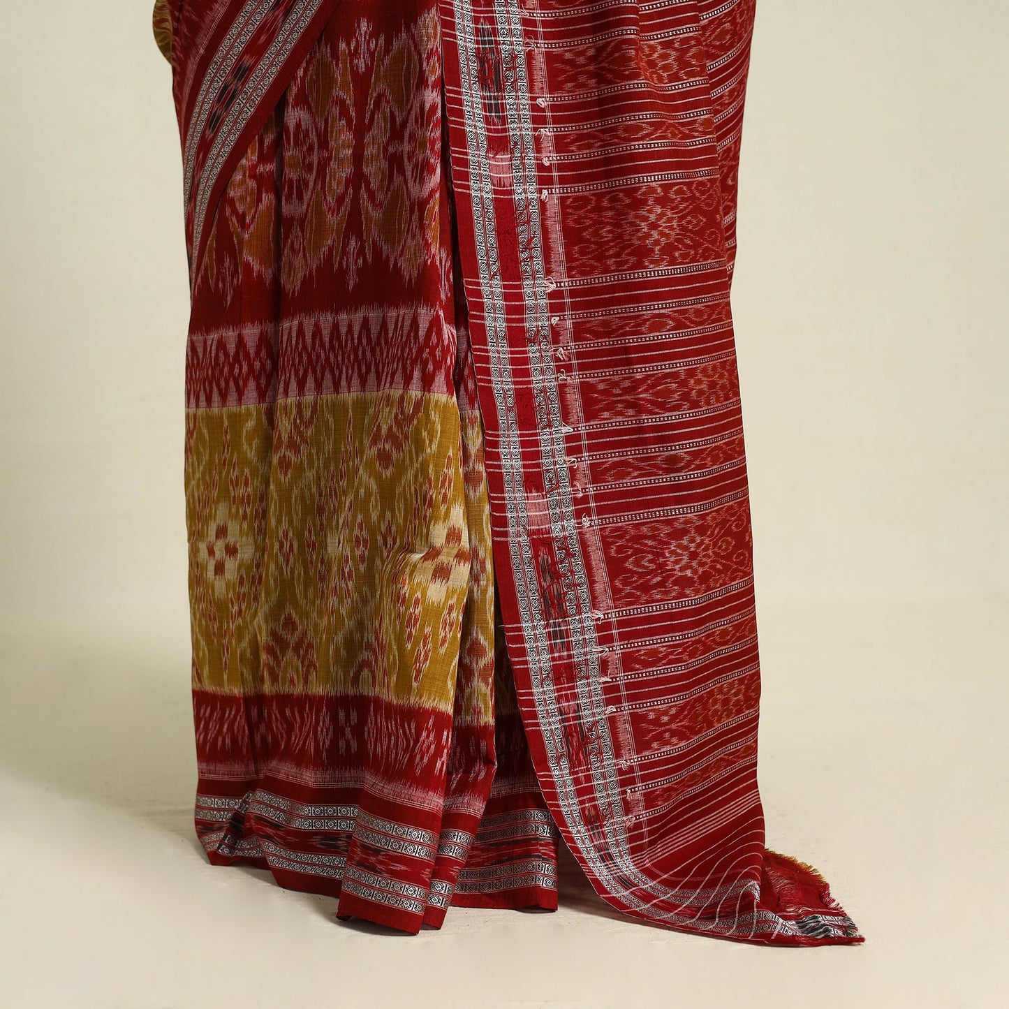 Brown Ikat Handloom Cotton Sambalpuri Saree