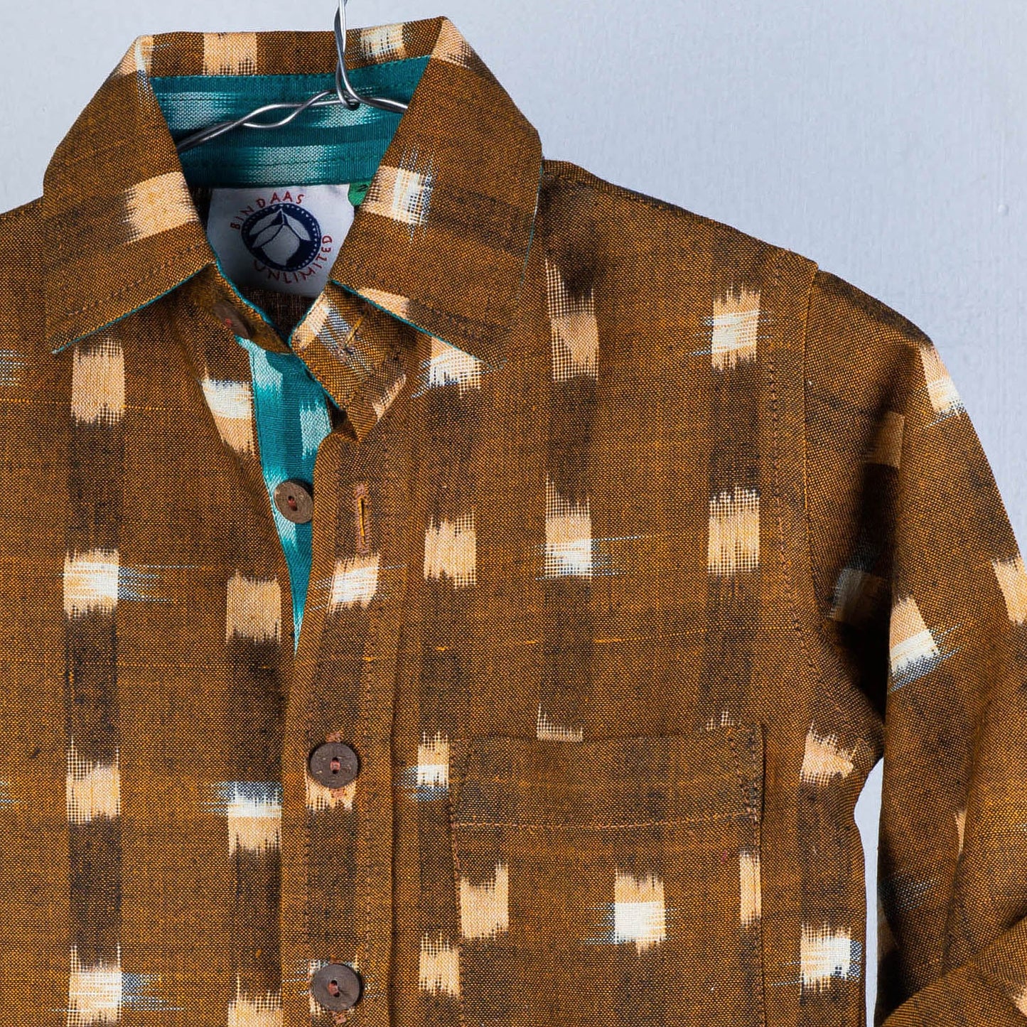 Ikat Weave Cotton Full-Sleeve Kids Shirt