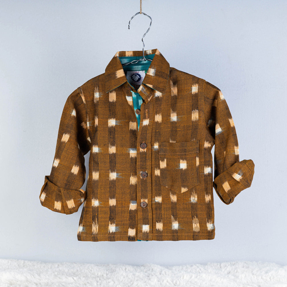 Ikat Weave Cotton Full-Sleeve Kids Shirt