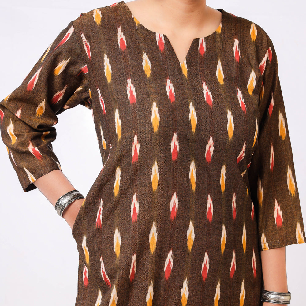 iTokri Casuals - Ikat Weave Cotton Long Kurta