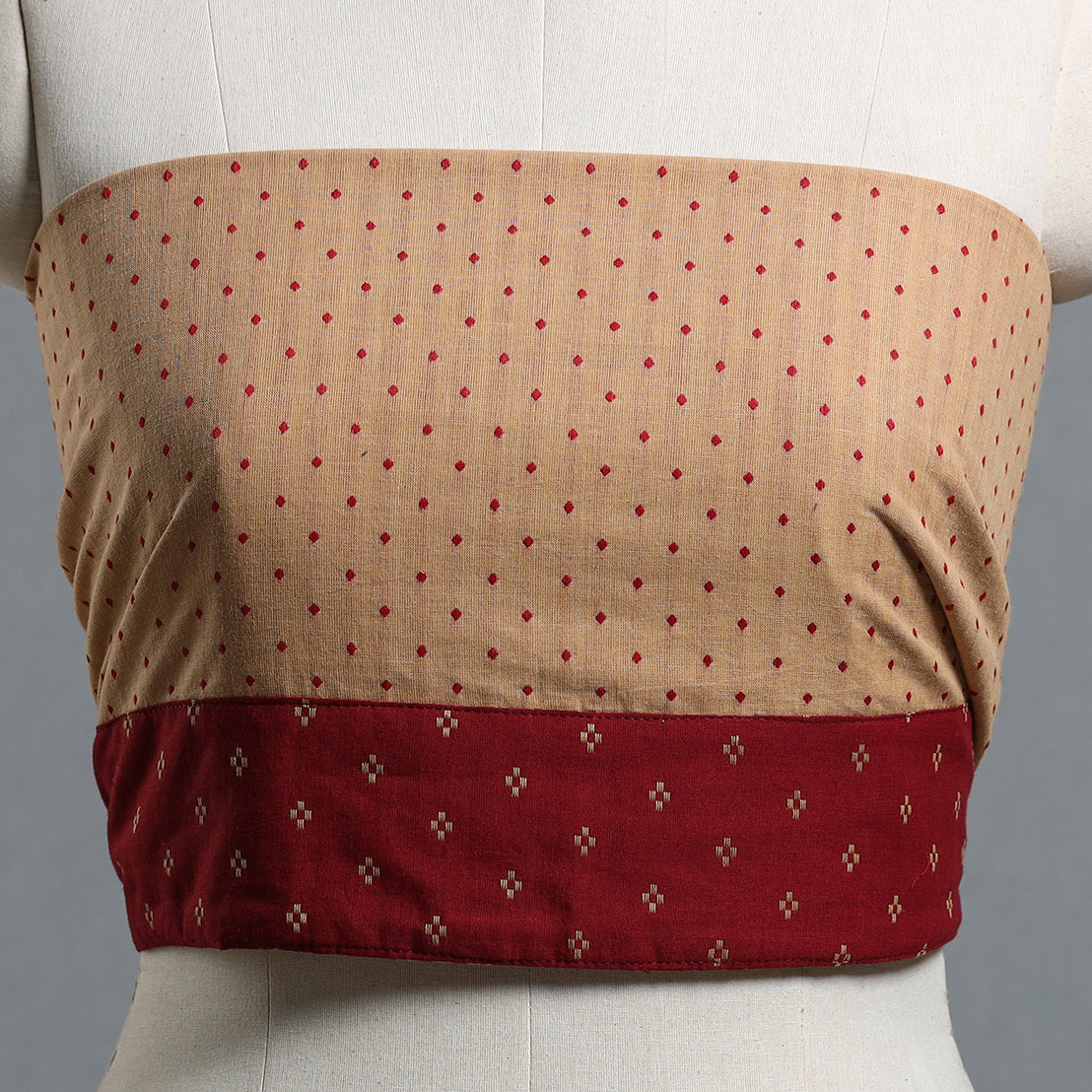 Brown - jacquard cotton blouse piece 10 - handcrafted