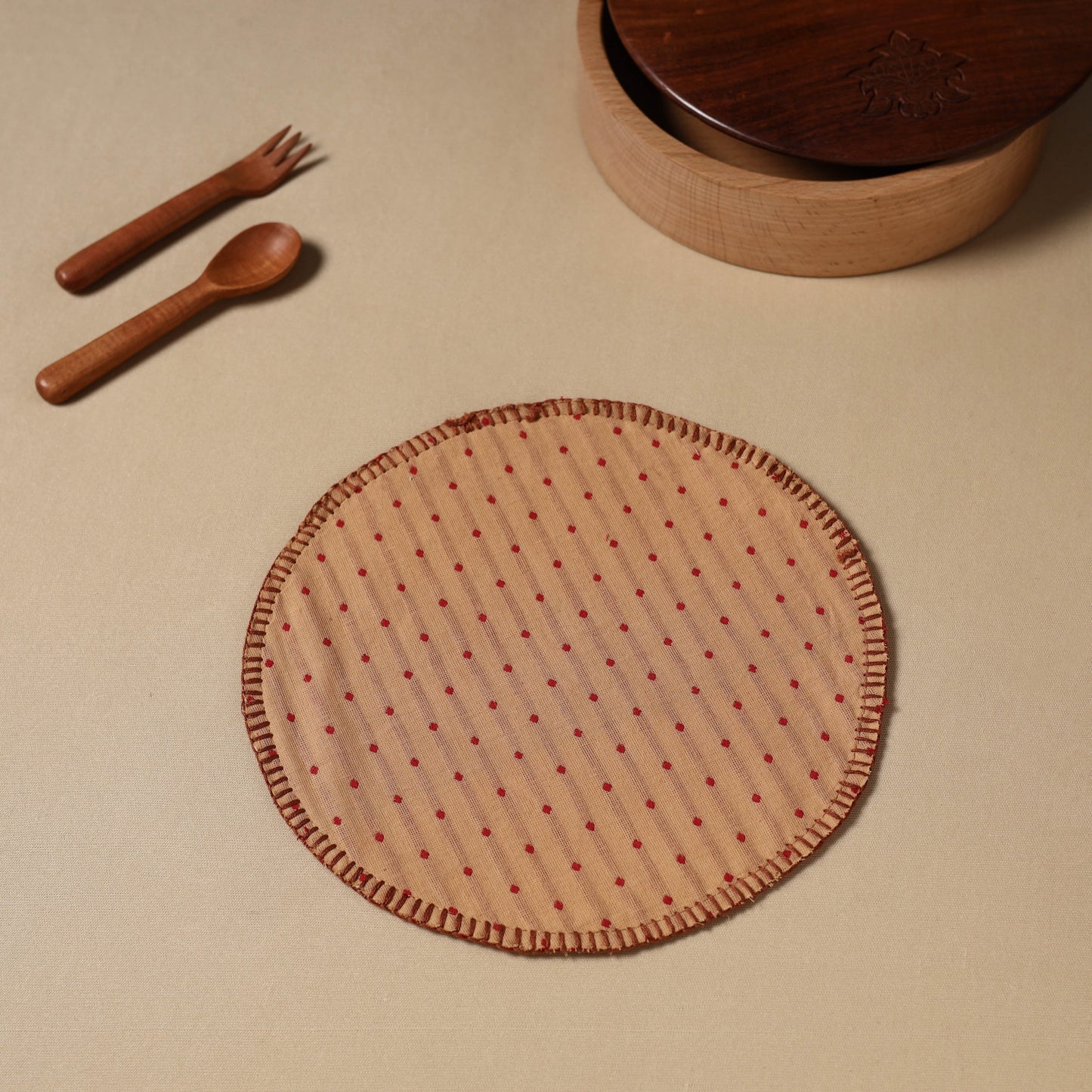 Brown Jacquard Cotton Hand Embroidery Roti Napkin 02