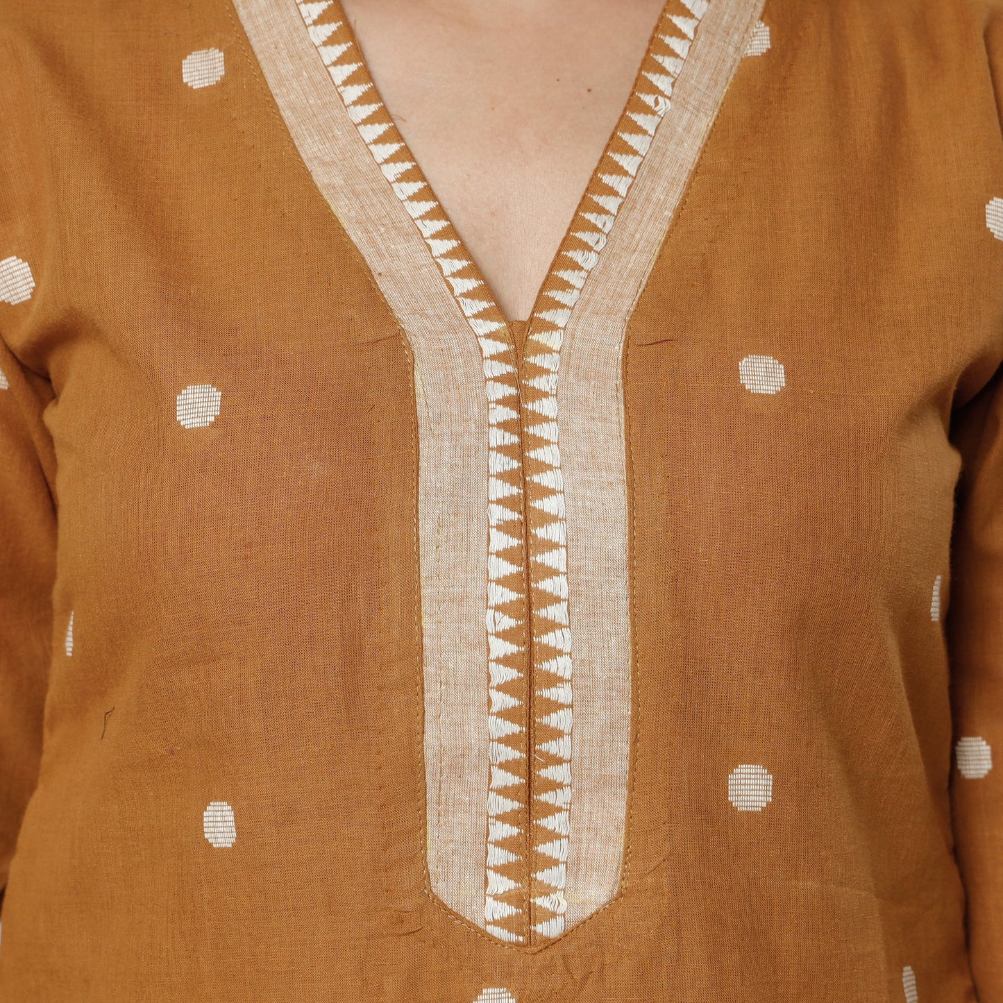 Jacquard Cotton Long Kurta for Women