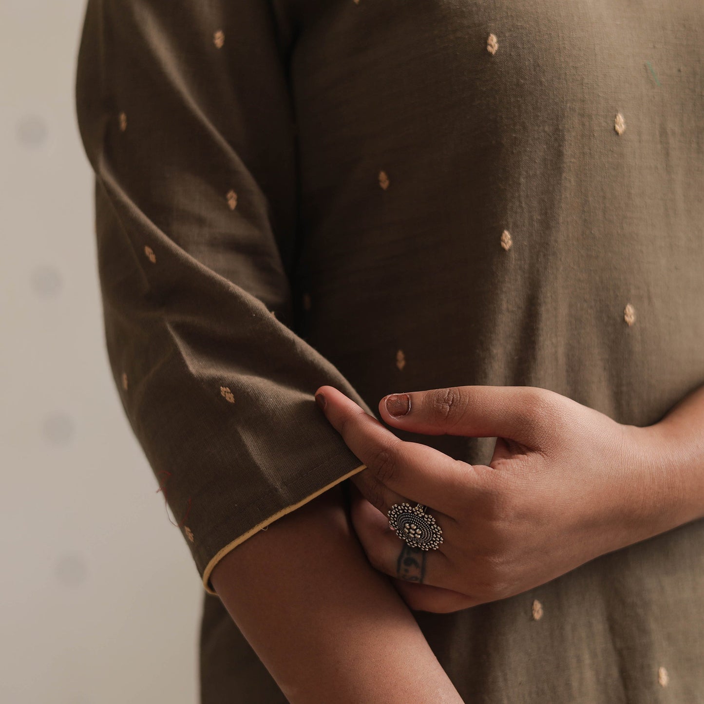 Jacquard Cotton Straight Kurta for Women
