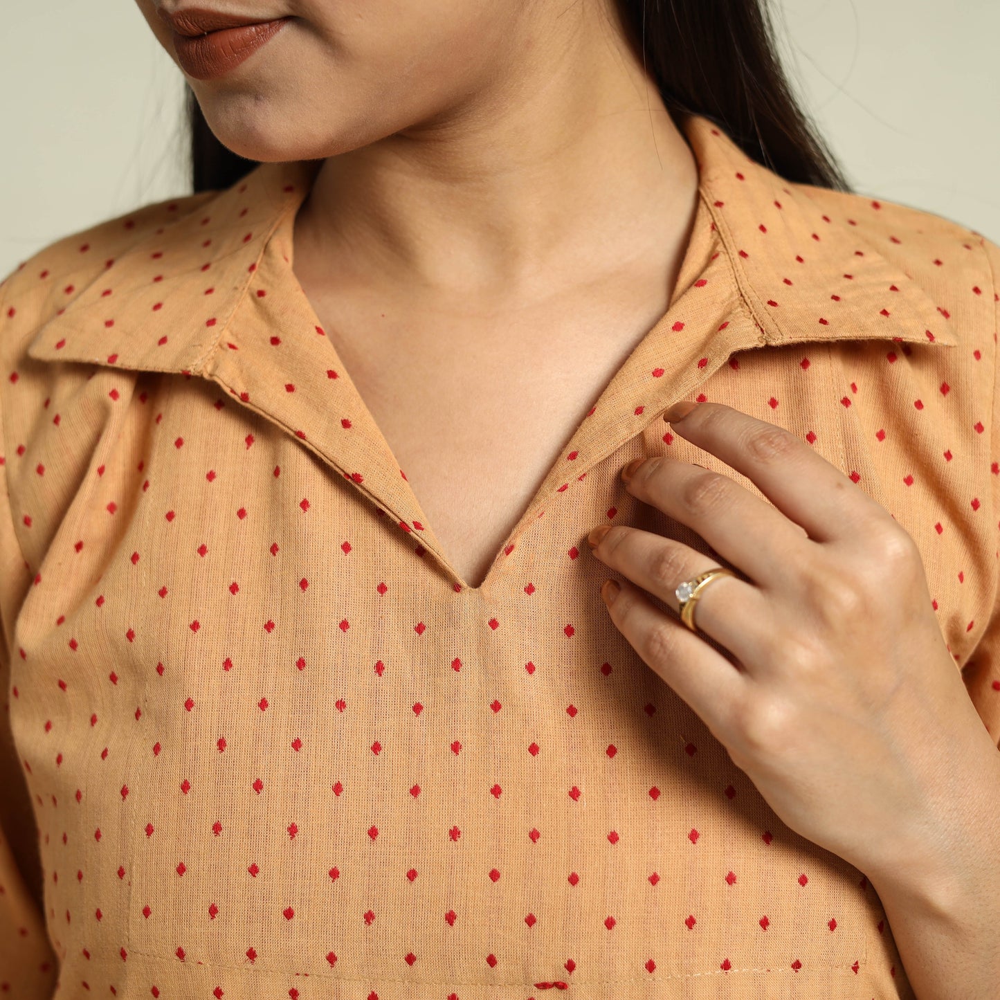 Brown Jacquard Cotton Top & Pyjama Night Suit Set