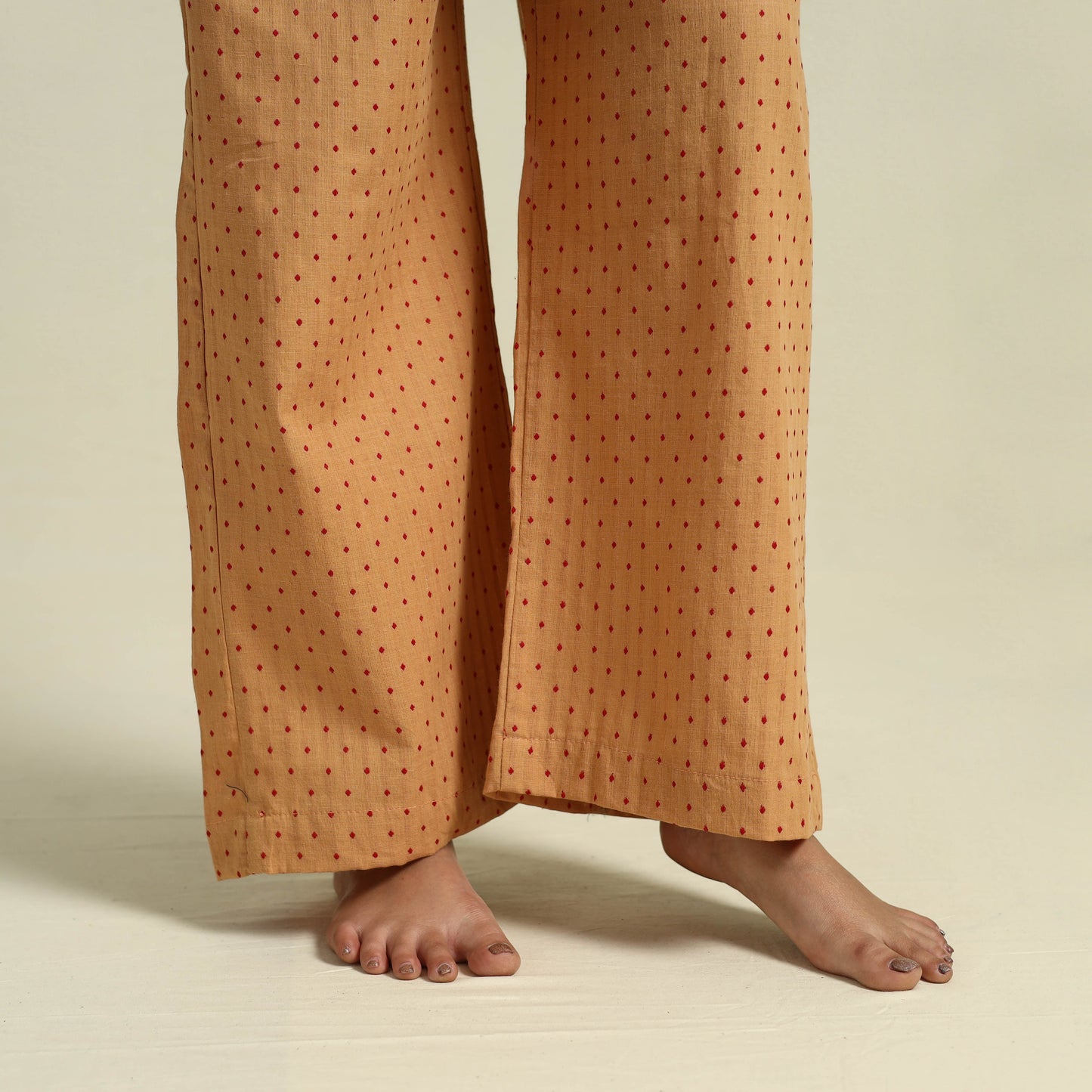 Brown Jacquard Cotton Top & Pyjama Night Suit Set