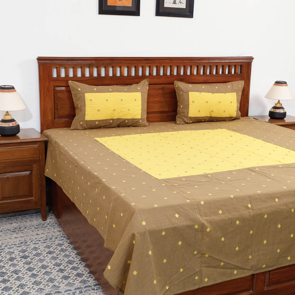 Jacquard Patchwork Cotton Double Bed Cover with Pillow Covers