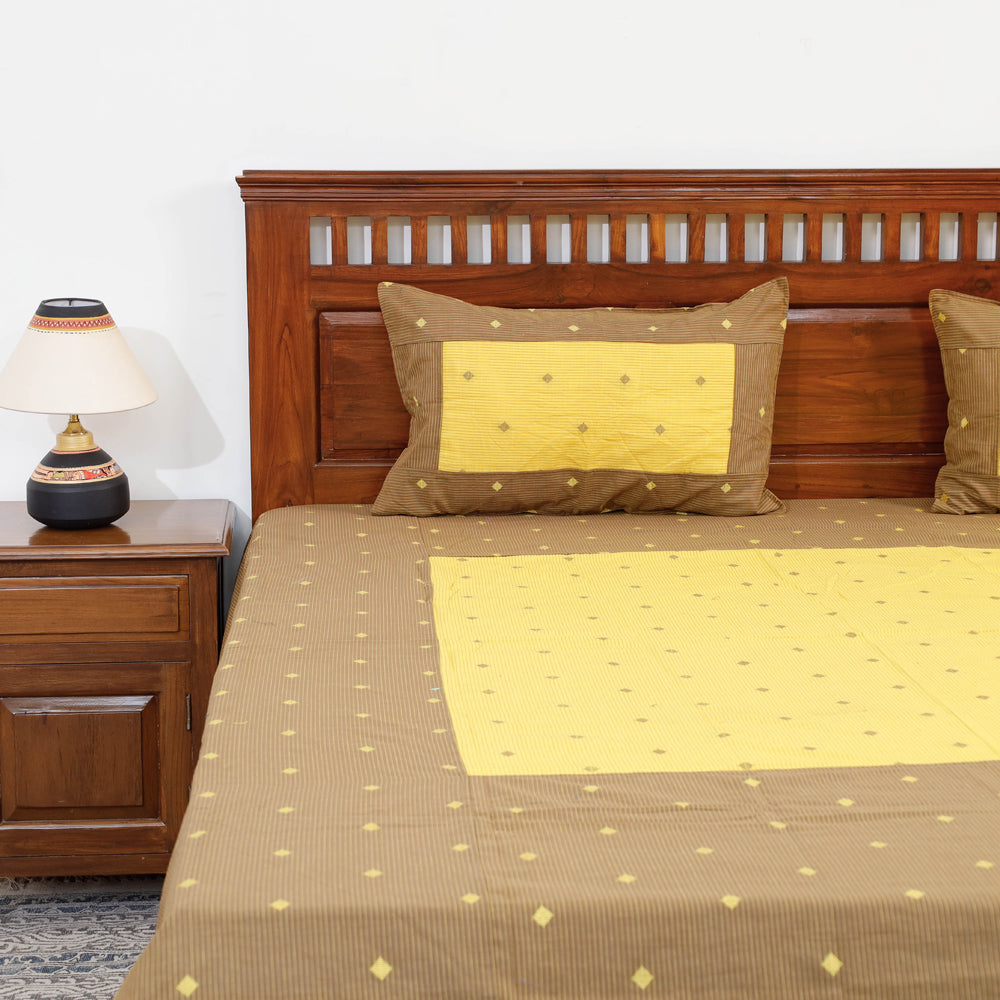Jacquard Patchwork Cotton Double Bed Cover with Pillow Covers