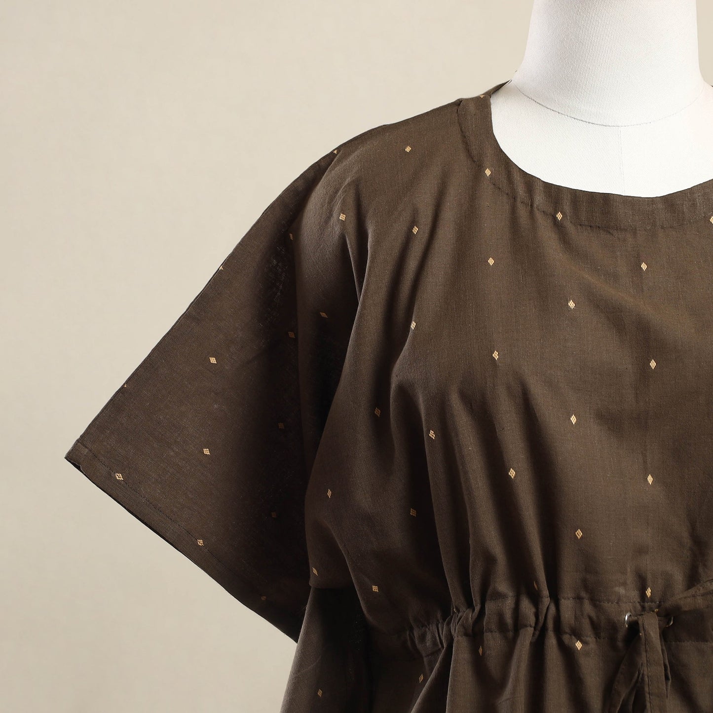 Buy Brown Jacquard Weave Cotton Kaftan