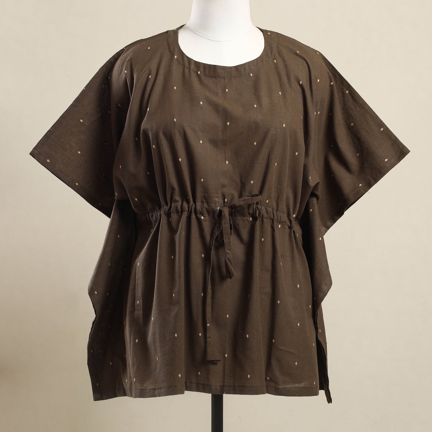 Buy Brown Jacquard Weave Cotton Kaftan