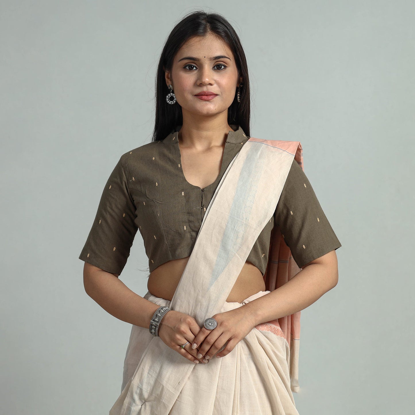 Buy Jacquard Weave Cotton Stitched Blouse