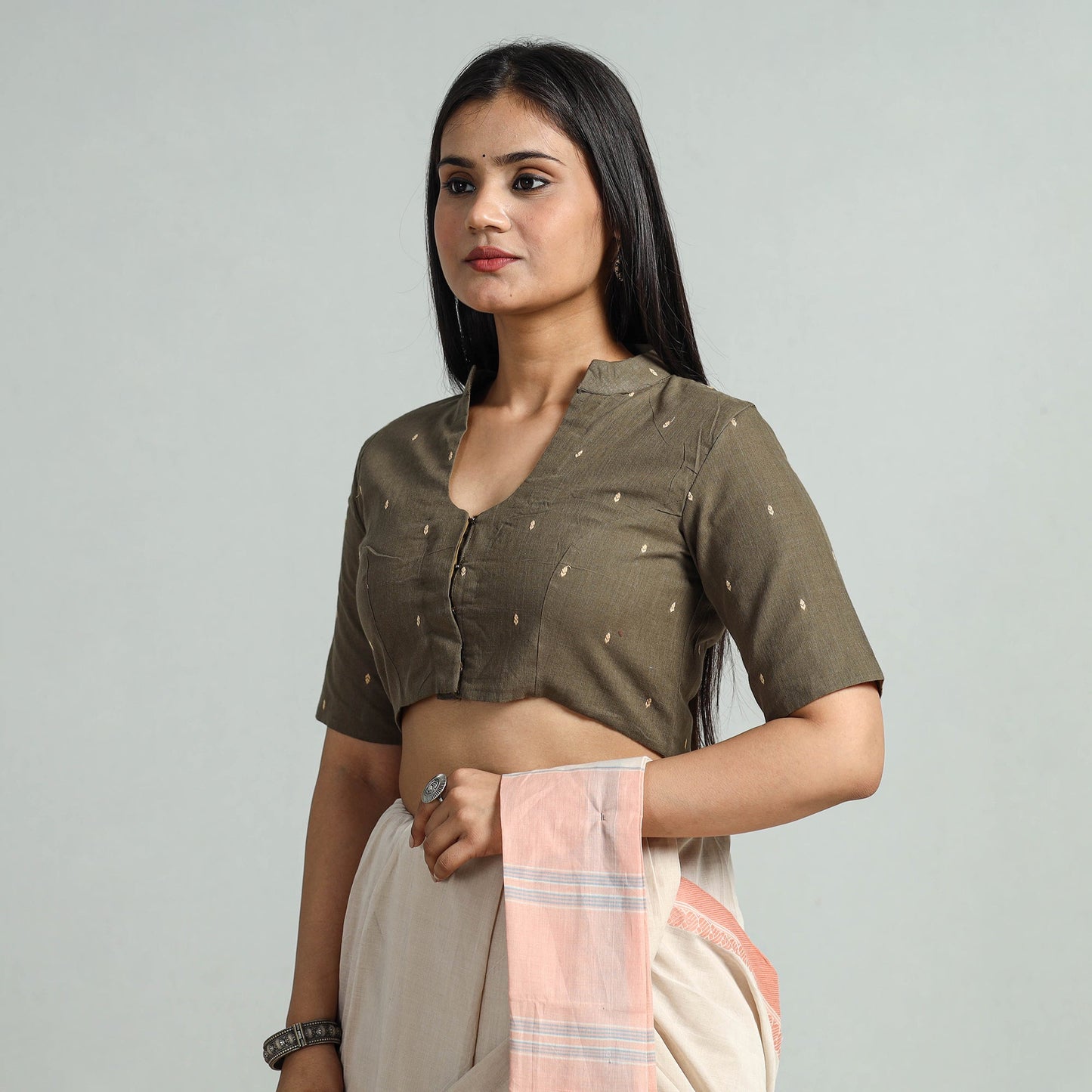Buy Jacquard Weave Cotton Stitched Blouse