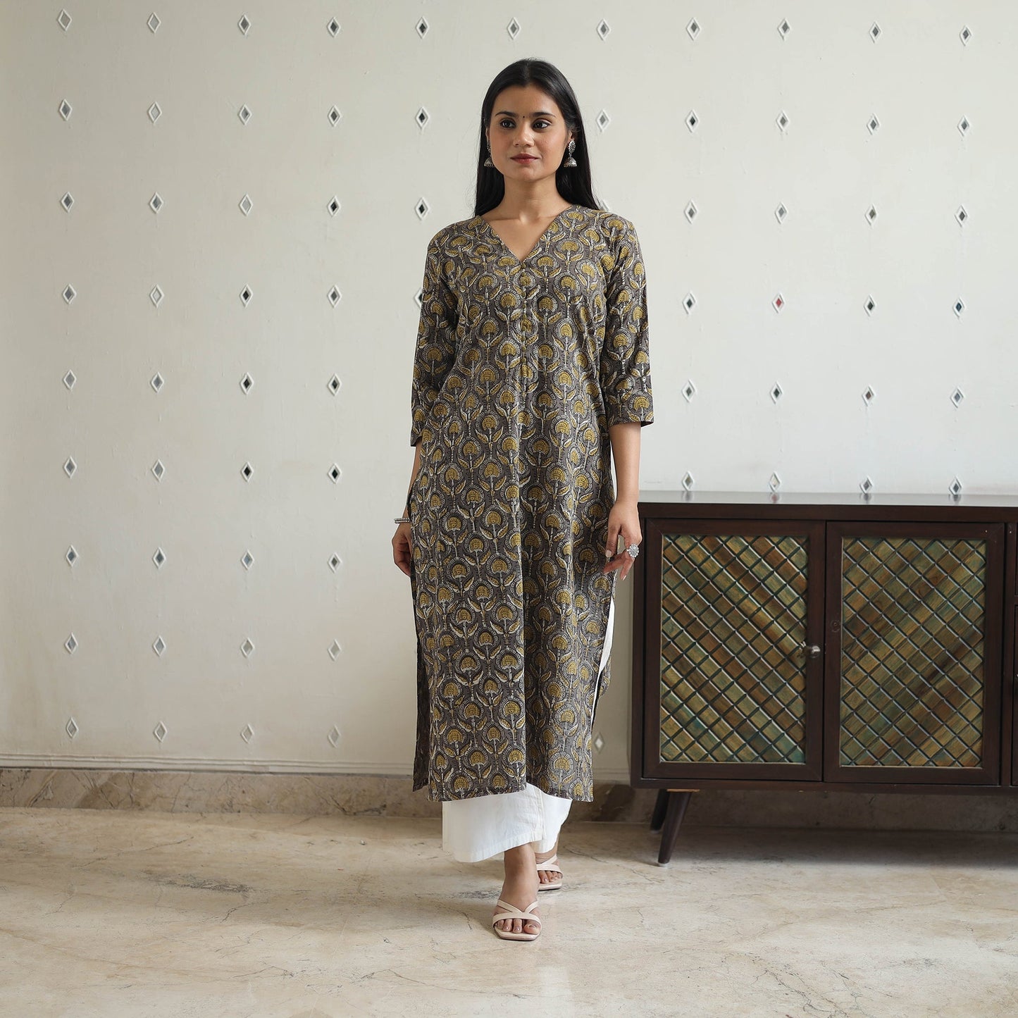 Jahota Block Print Cotton Straight Kurta for Women