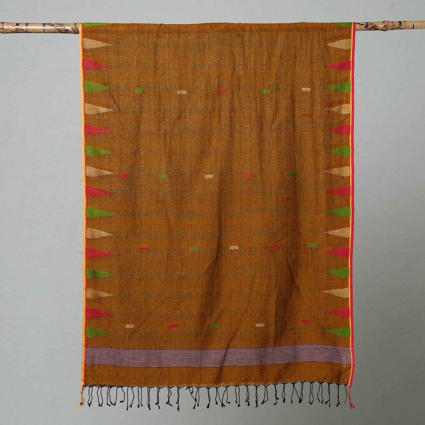 Jamdani Handloom Cotton Stole with Tassels Online at iTokri.com