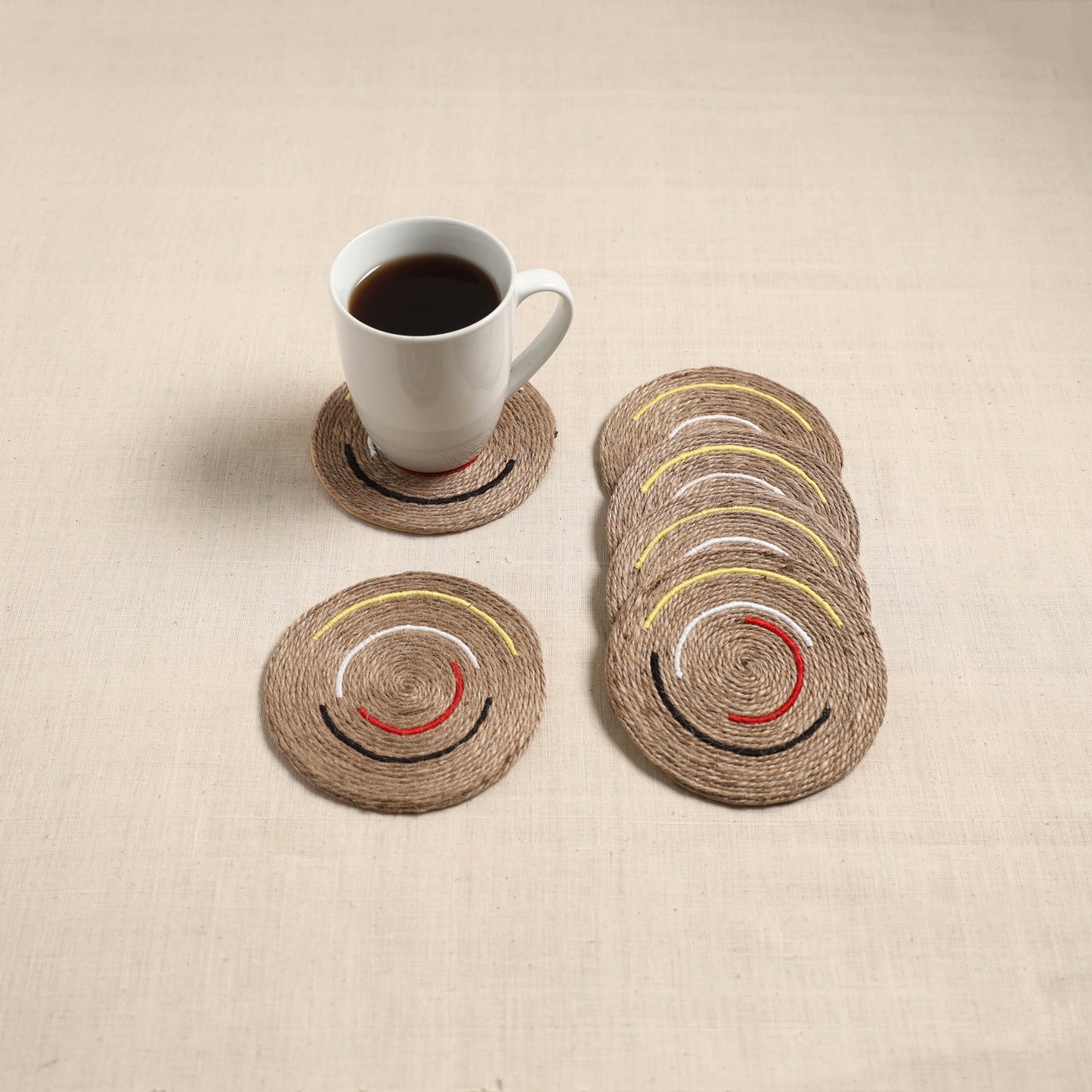 Jute handcrafted round coaster (set of 6) 02