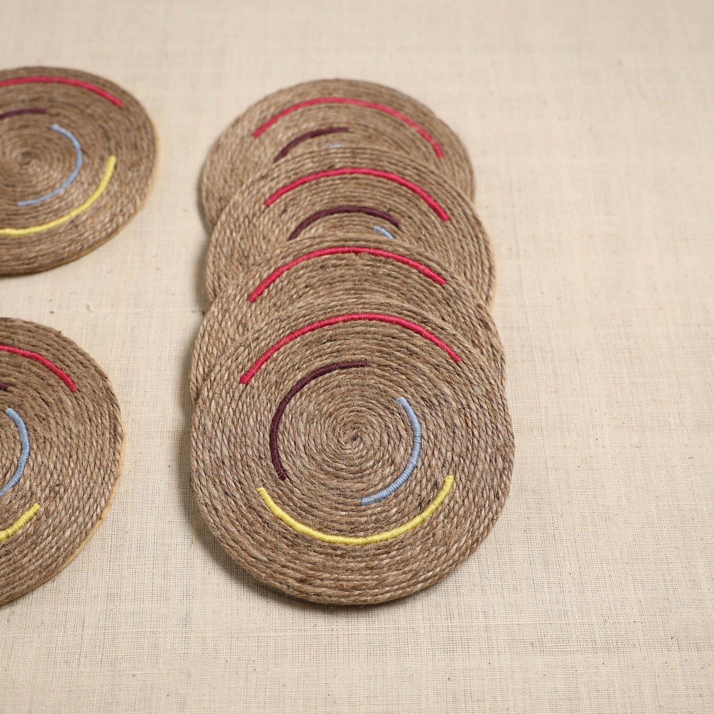 Jute handcrafted round coaster (set of 6) 06