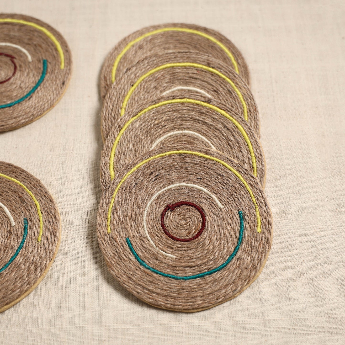Jute handcrafted round coaster (set of 6) 07
