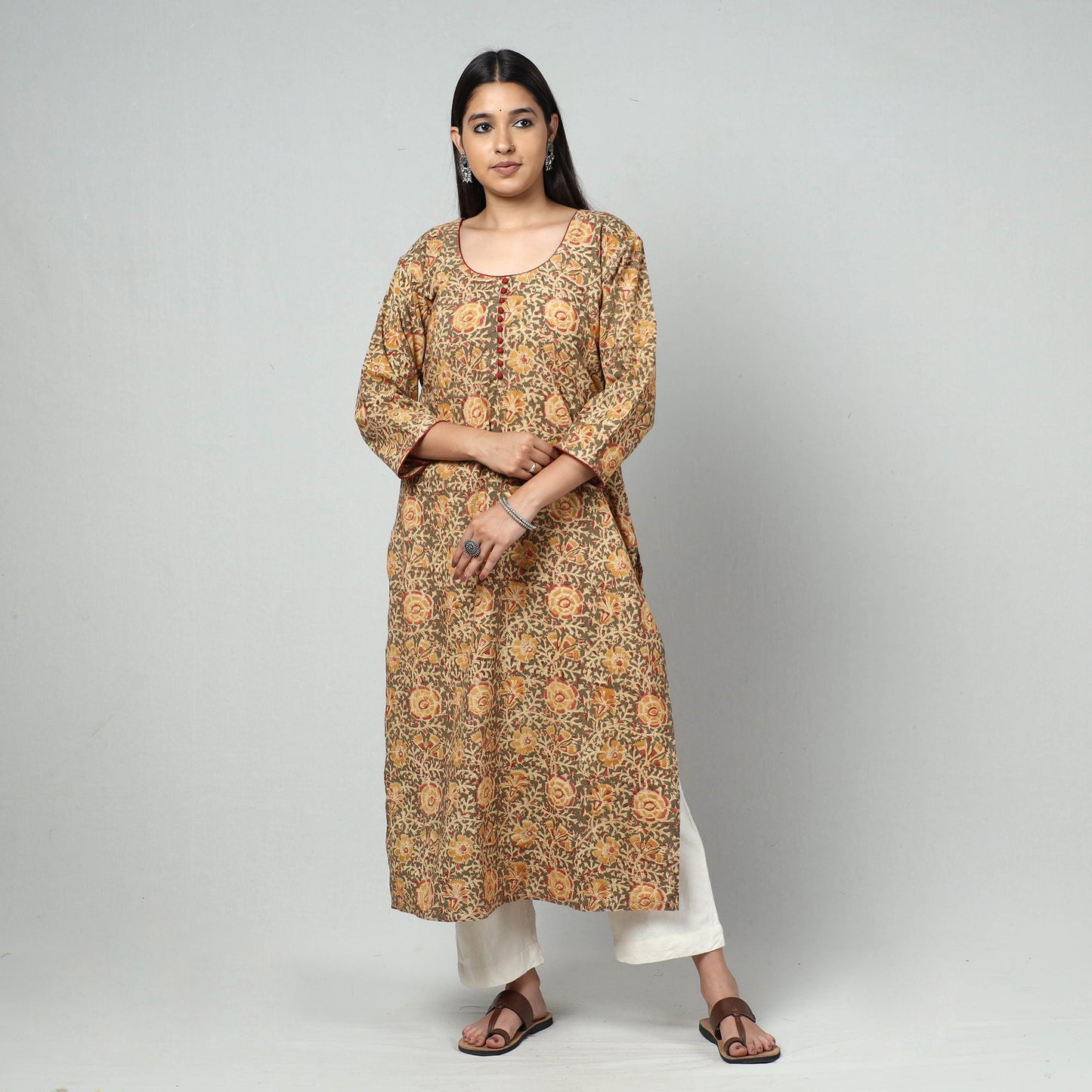 Kalamkari Block Printed Cotton Long kurta For Women