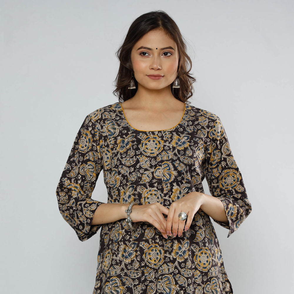Kalamkari Block Printed Cotton Long Kurta For Women