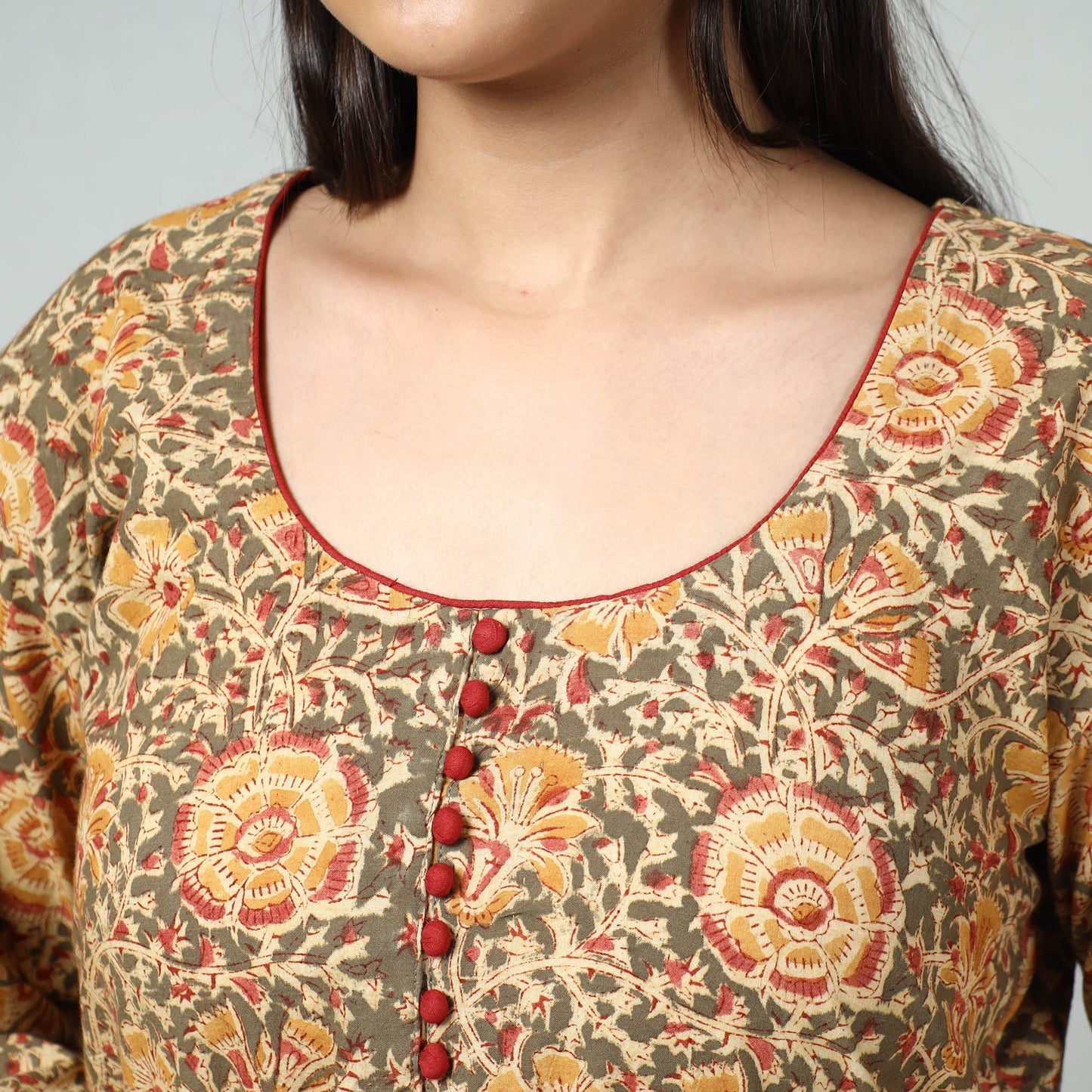 Kalamkari Block Printed Cotton Long kurta For Women