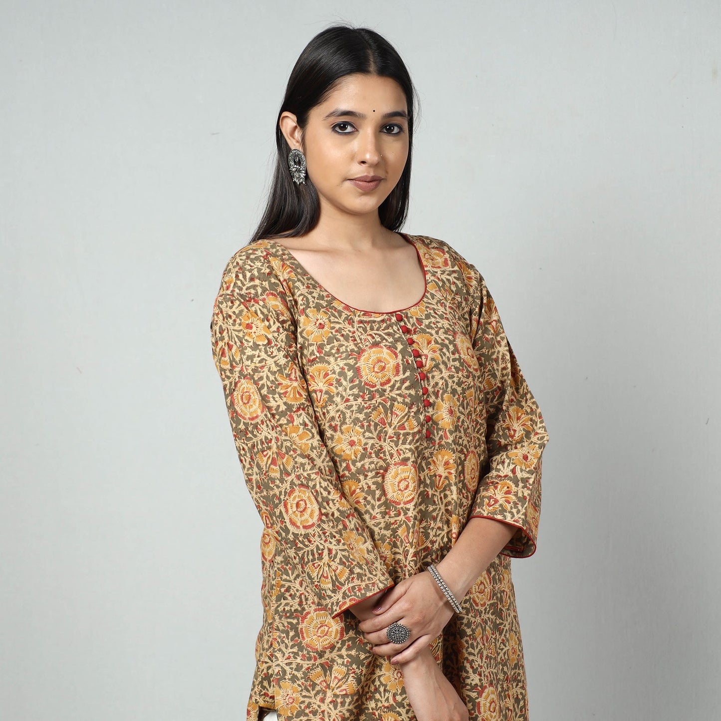 Kalamkari Block Printed Cotton Long kurta For Women