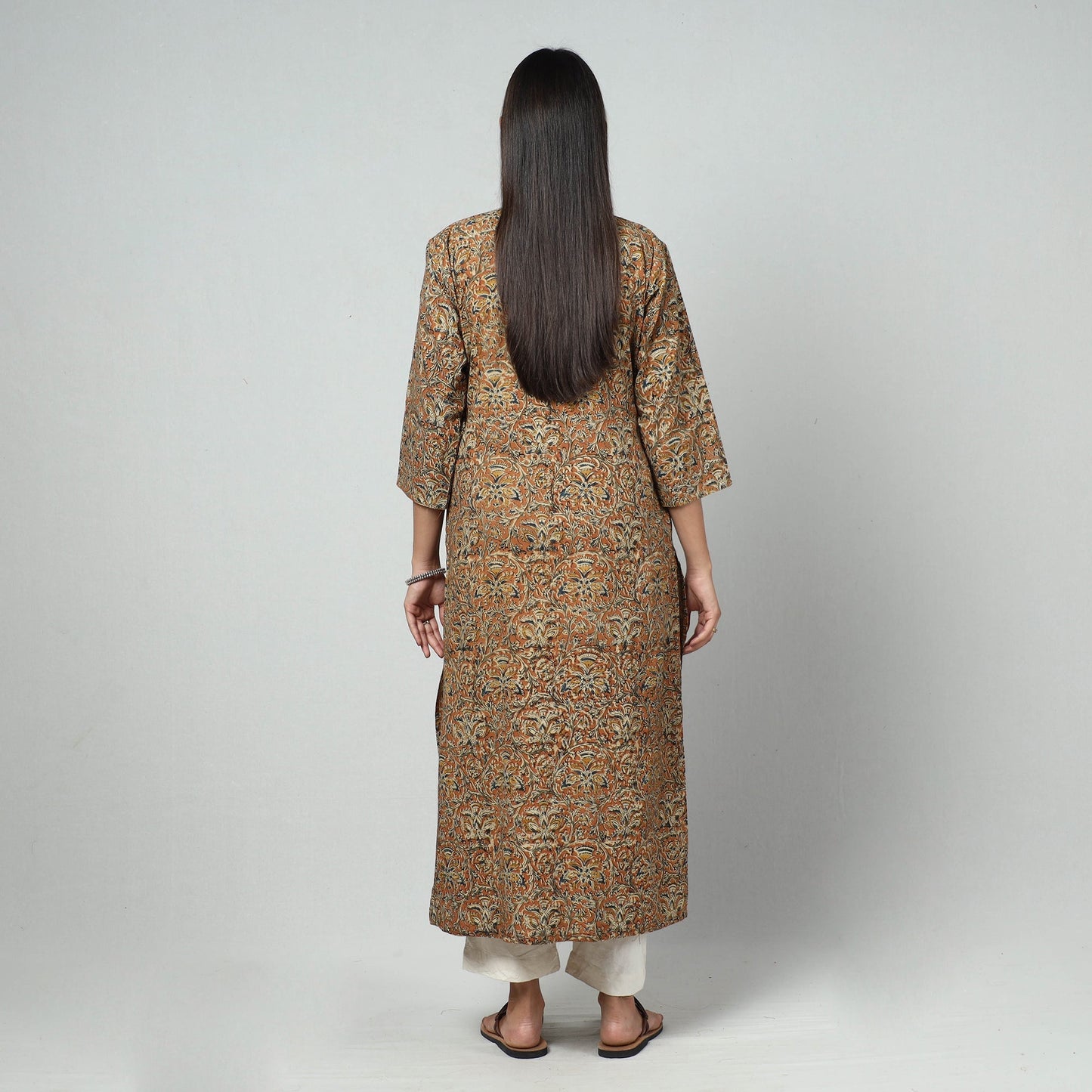 Kalamkari Block Printed Cotton Long Kurta For Women