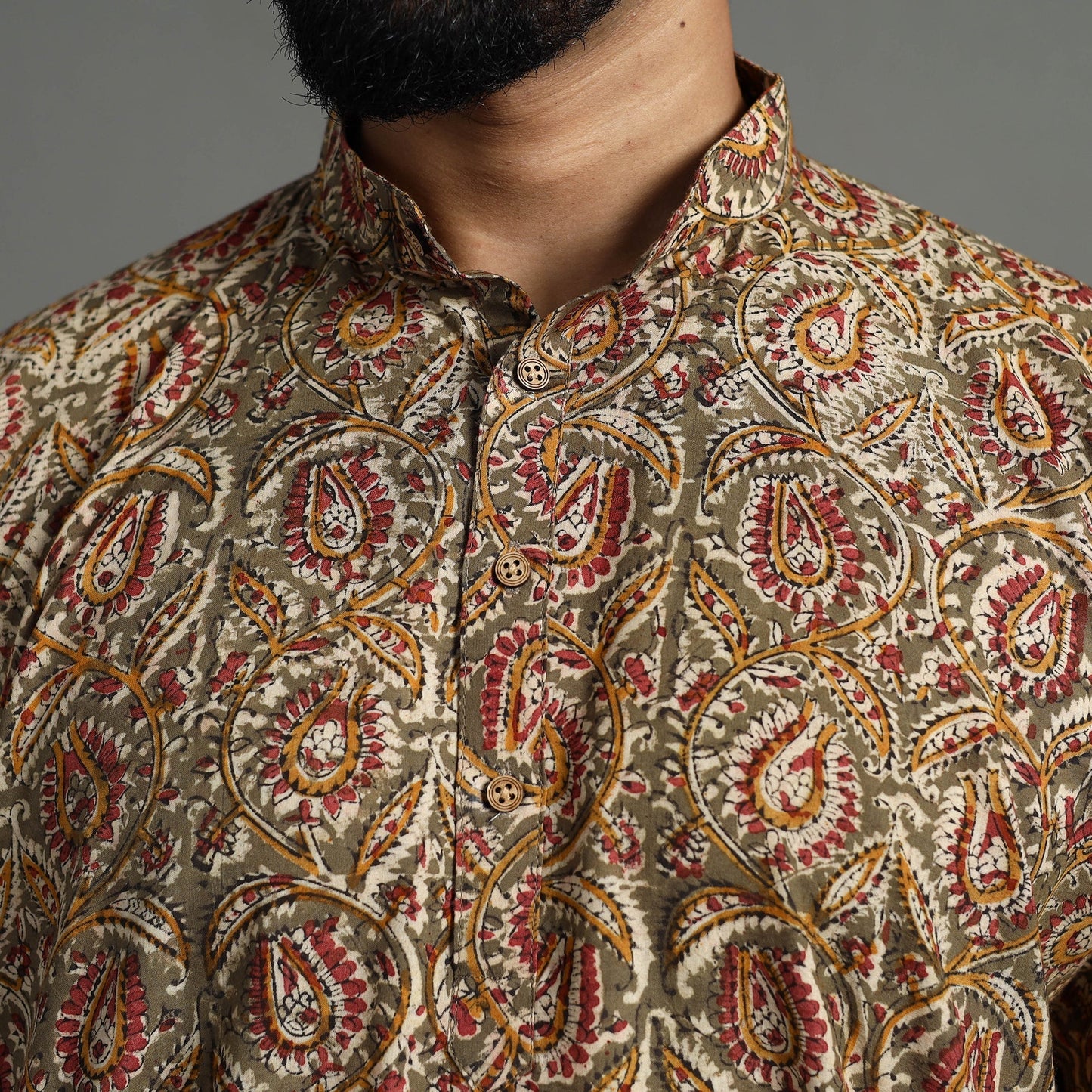 Kalamkari Block Printed Cotton Men Short Kurta