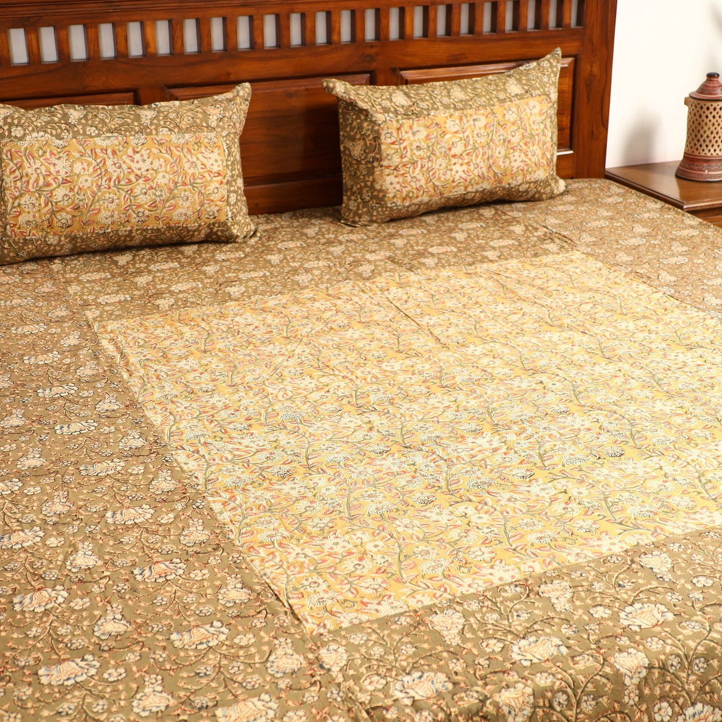 kalamkari double bed cover set