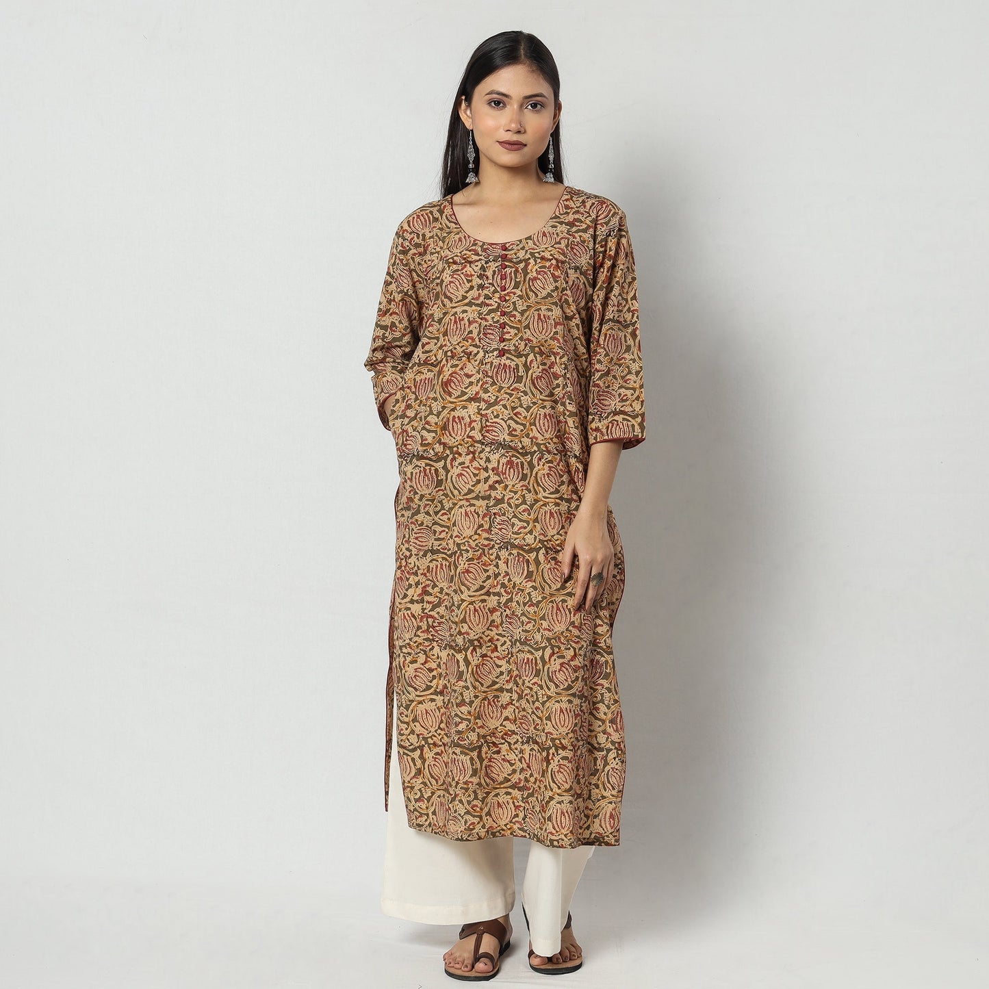 Kalamkari Block Printing Cotton Long Kurta For Women