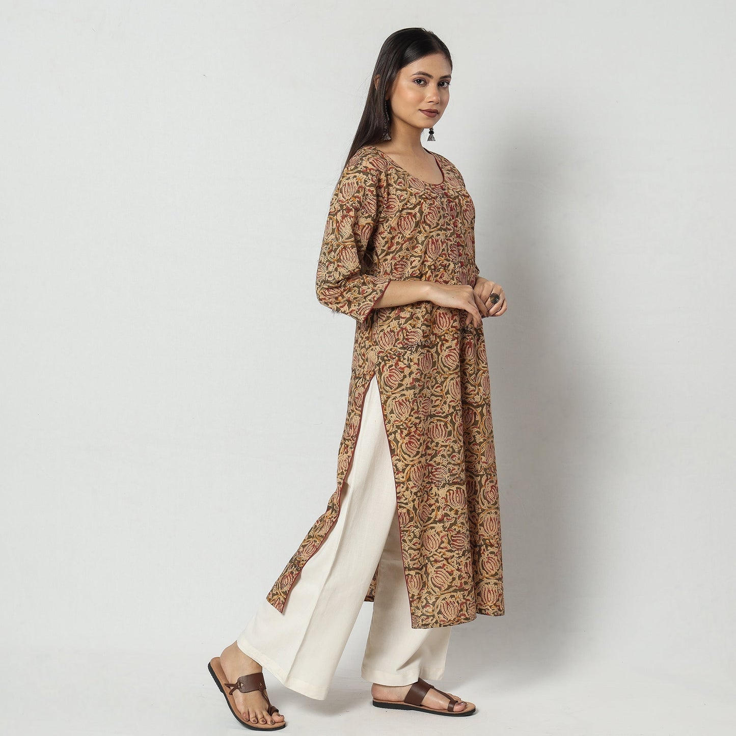Kalamkari Block Printing Cotton Long Kurta For Women