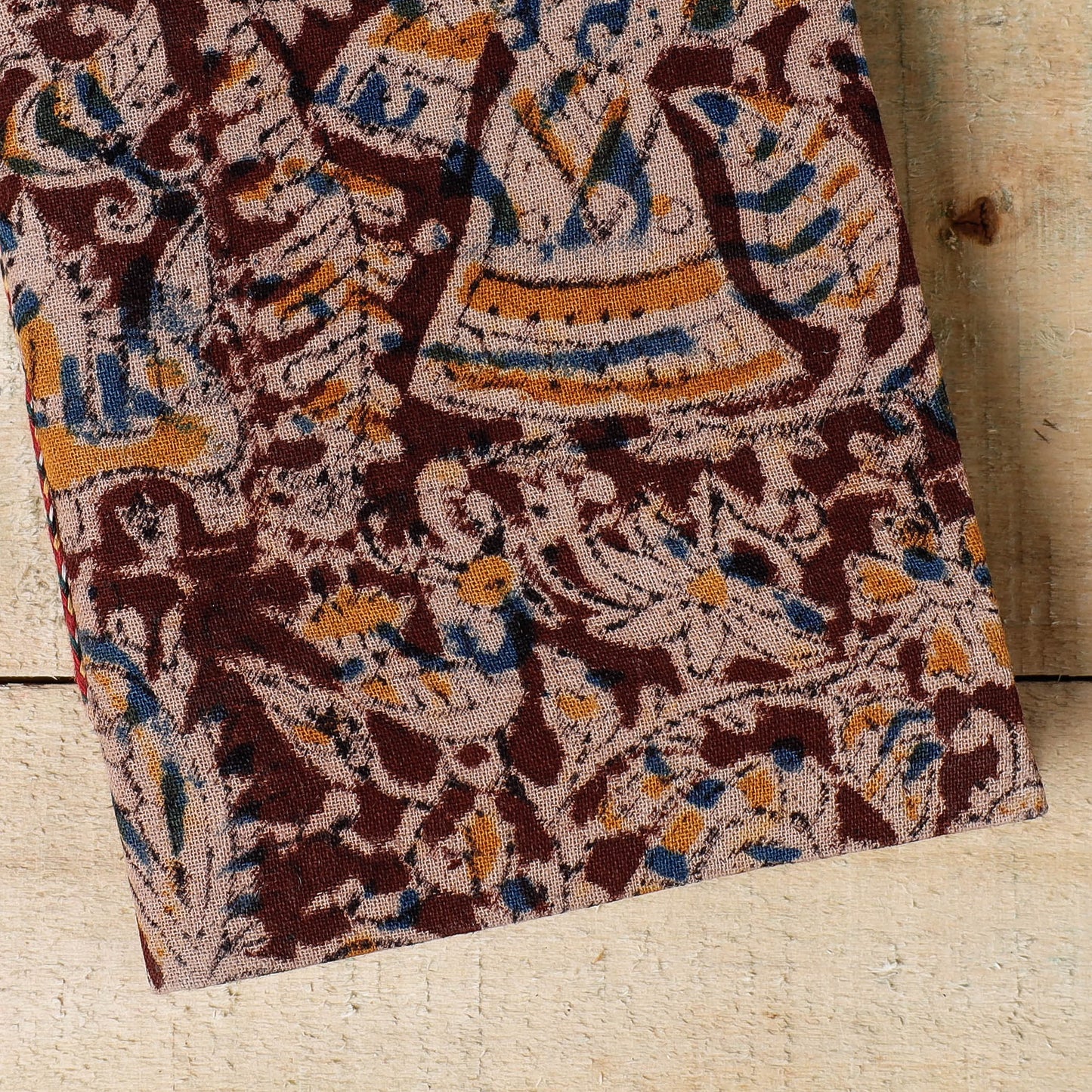 Brown - Kalamkari Fabric Cover Handmade Paper Notebook (7 x 5 in)
