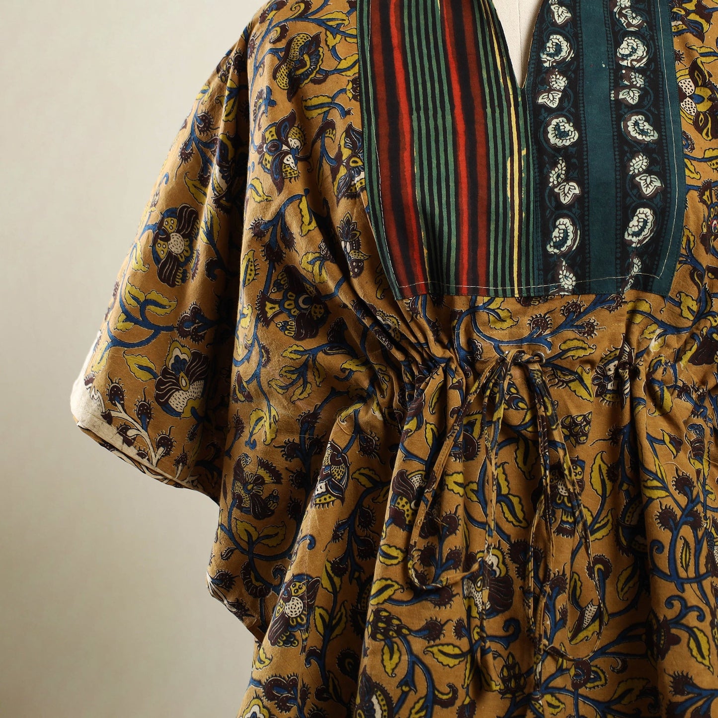 Brown - kalamkari patchwork cotton kaftan (short) 49
