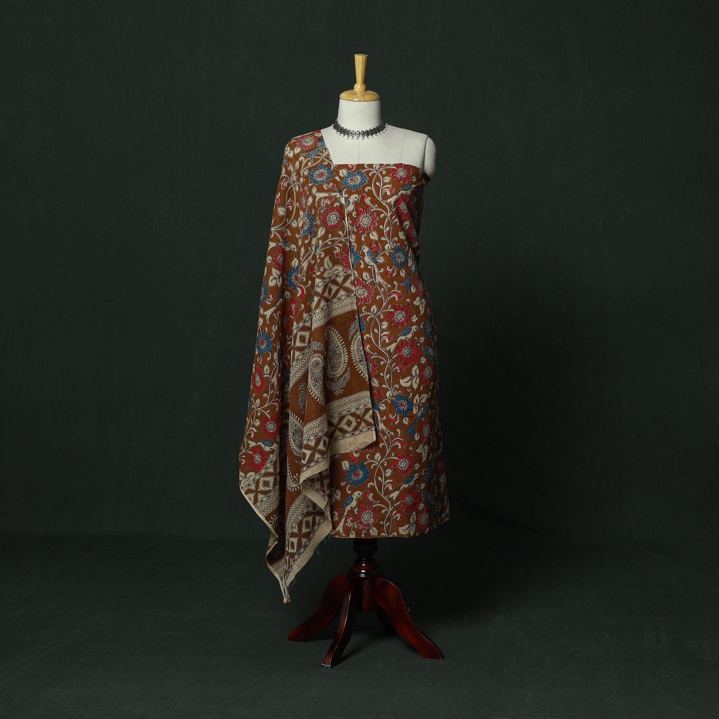 Kalamkari printed cotton 2pc unstitched dress material 07