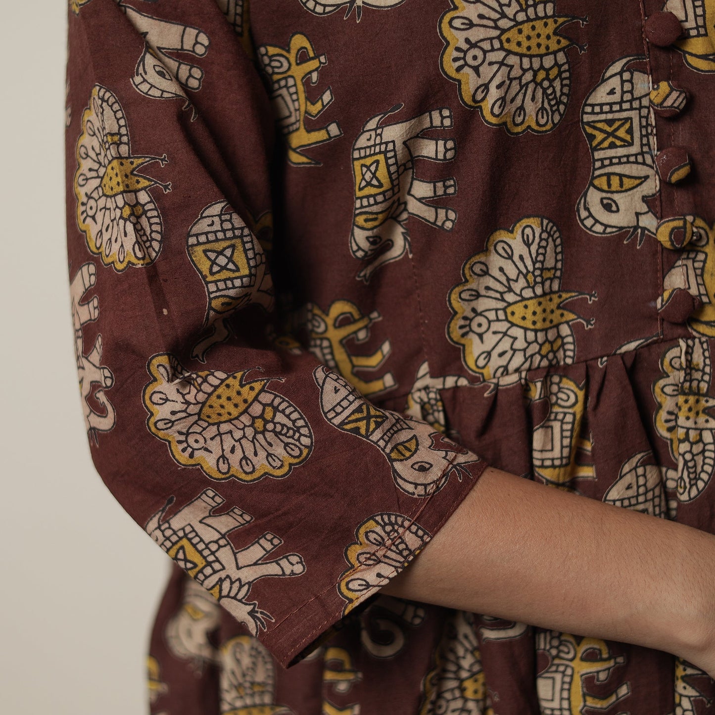 Kalamkari Printed Cotton Flared Kurta For Women
