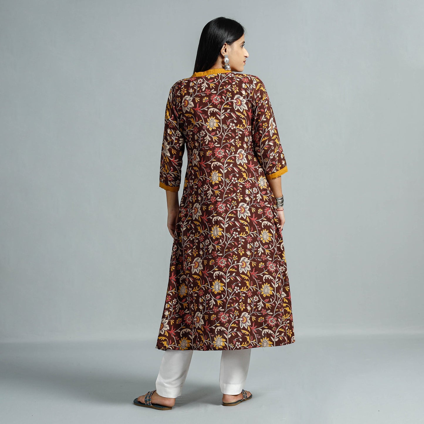 Buy Kalamkari Printed Cotton Flared Kurta Online at iTokri.com
