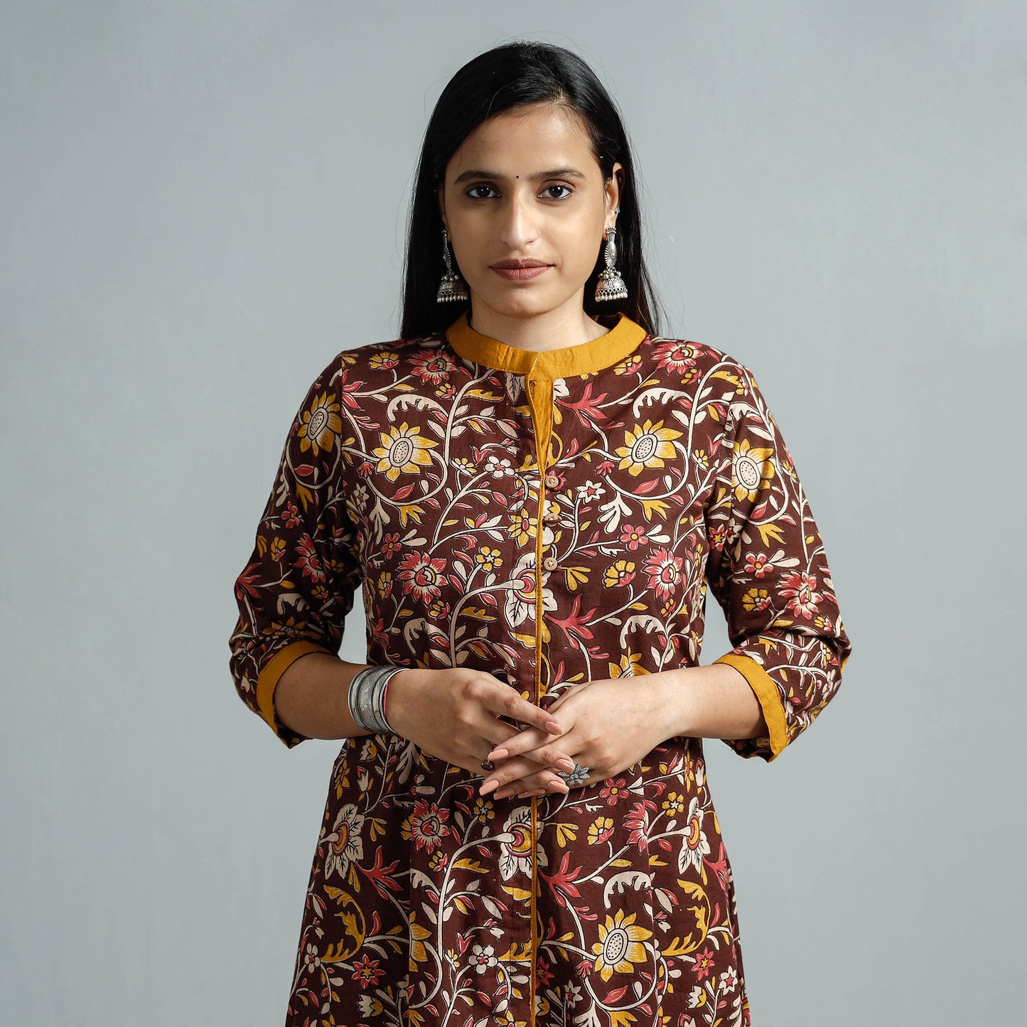 Buy Kalamkari Printed Cotton Flared Kurta Online at iTokri.com