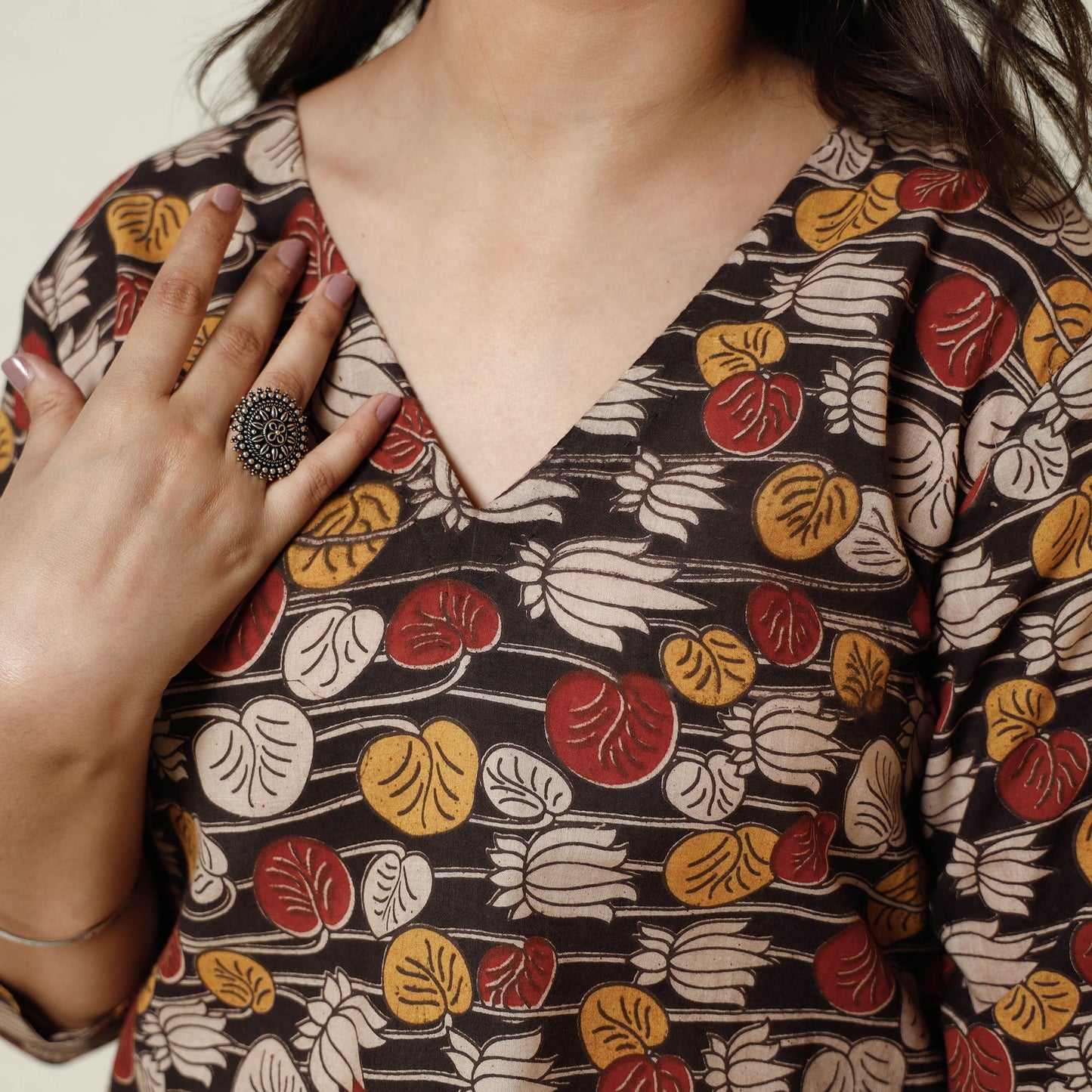 Kalamkari Printed Cotton Long Kurta For Women