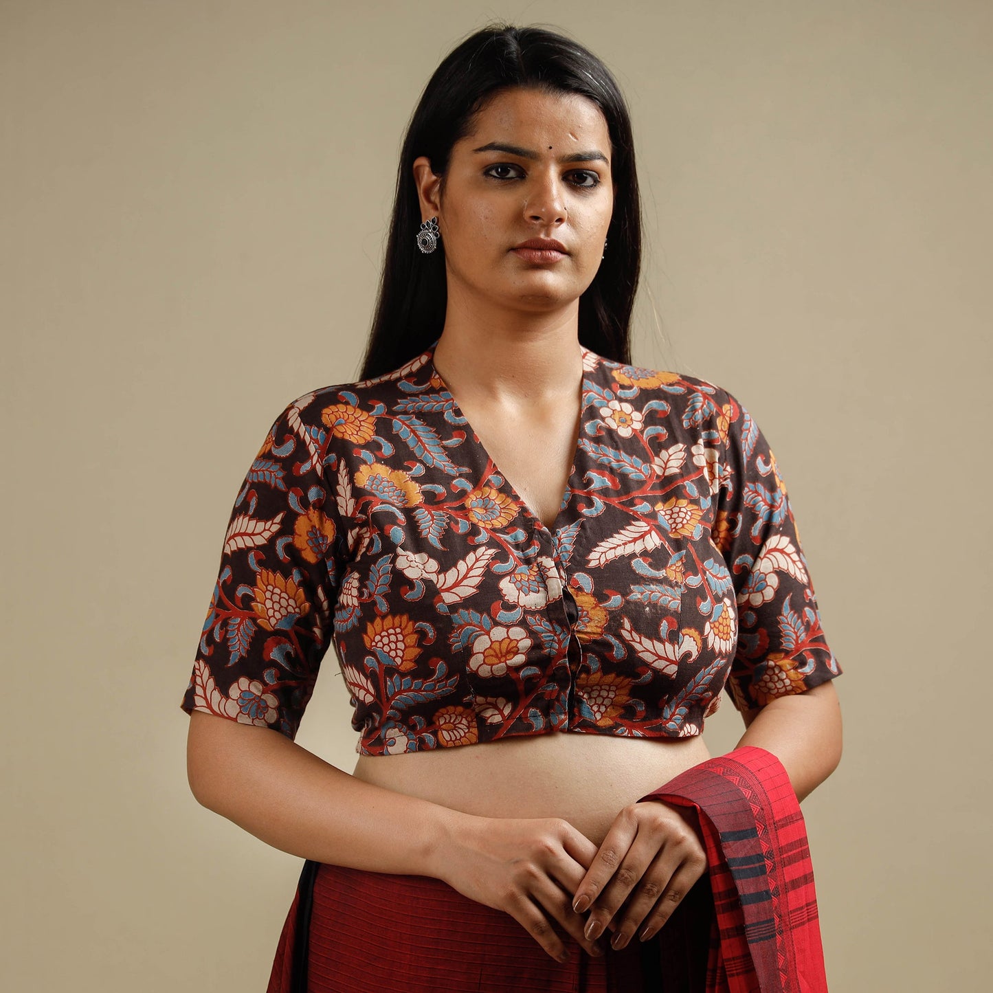 Kalamkari Printed Cotton Stitched Blouse